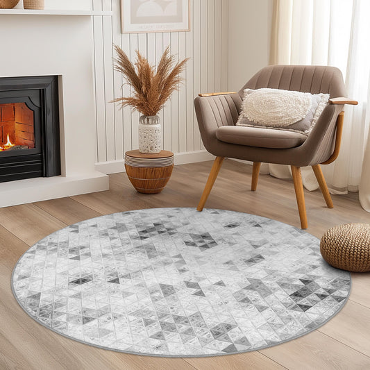 Geometric Triangle Pattern Round Area Rug, Soft Round Carpet, Modern Living Room Rug, Stylish Home Decor, Geometric Floor Mat
