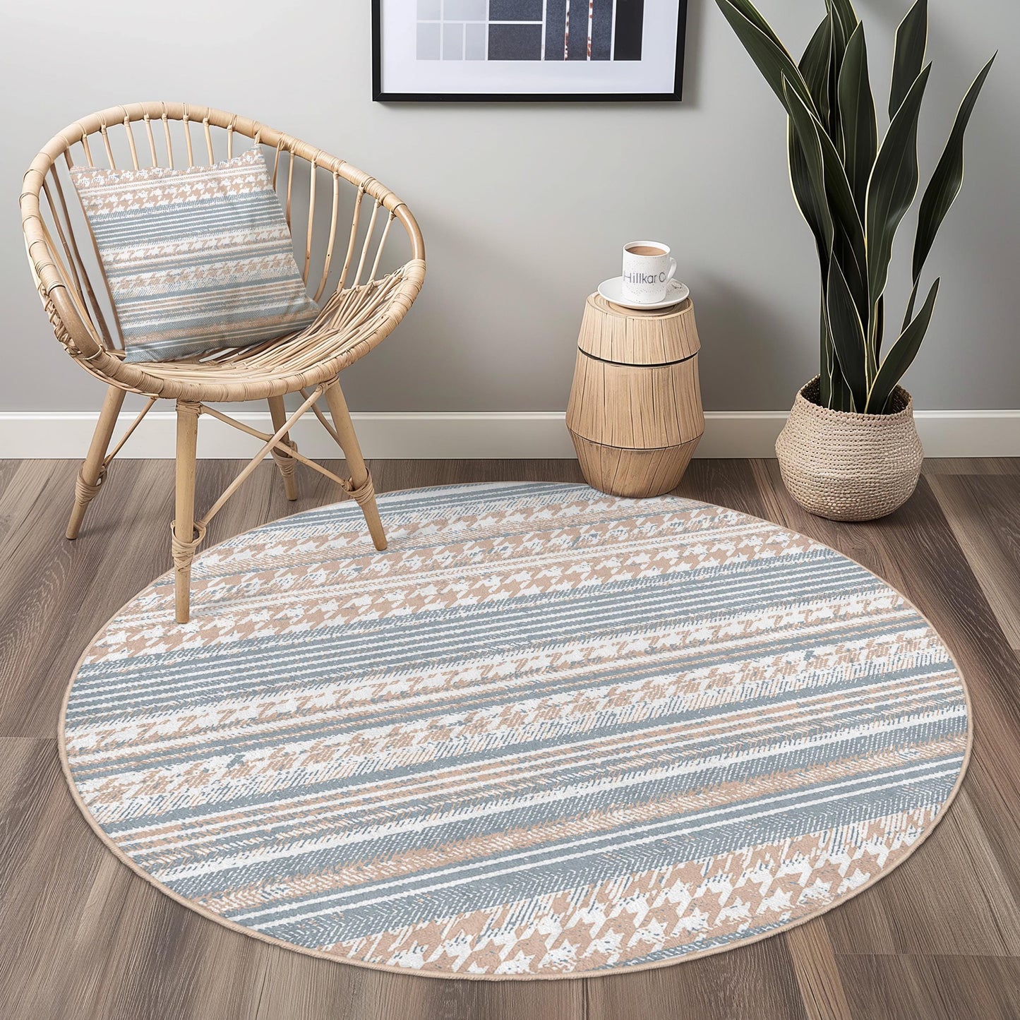 Geometric Striped Round Area Rug, Soft Circle Carpet, Modern Home Decor, Living Room Rug, Bedroom Rug, Boho Chic Rug