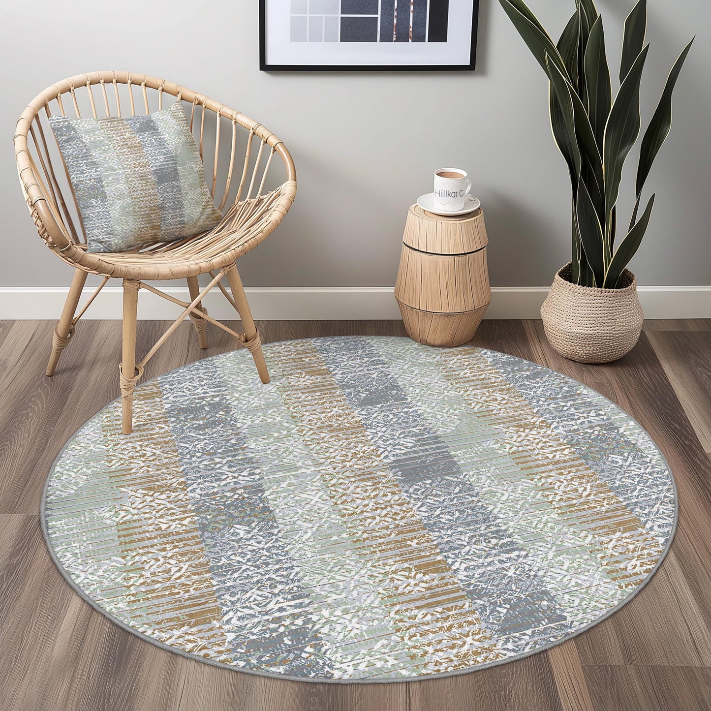 Geometric Round Area Rug, Stylish Circular Carpet for Living Room, Modern Home Decor, Soft Plush Floor Mat