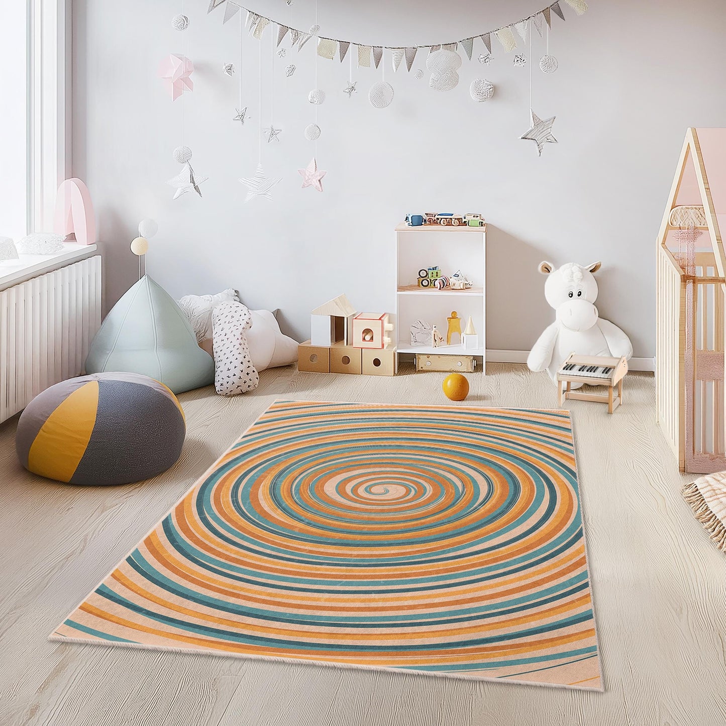 Colorful Swirl Rectangle Rug: Playroom Nursery Decor