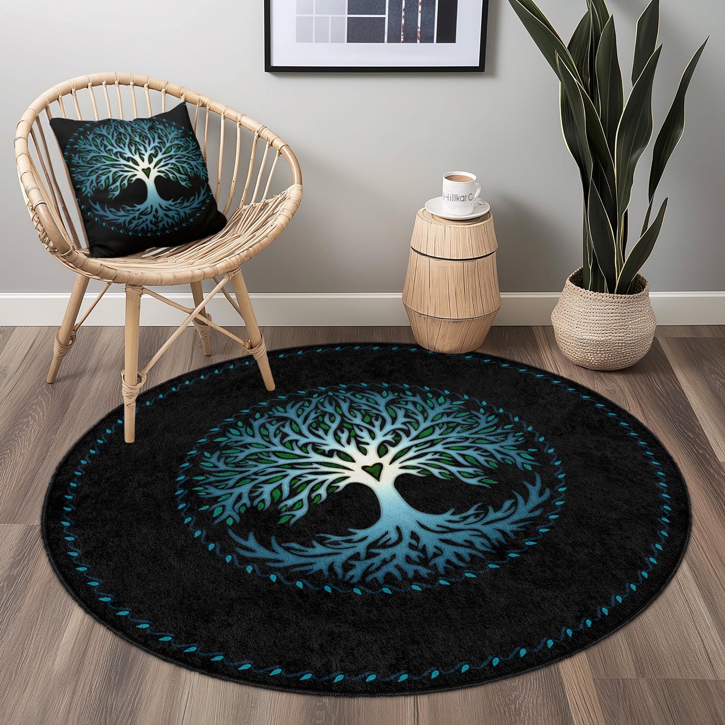 Vibrant Tree of Life Round Area Rug, Artistic Round Carpet, Living Room Decor, Nature Inspired Rug, Eco-Friendly Home Accent