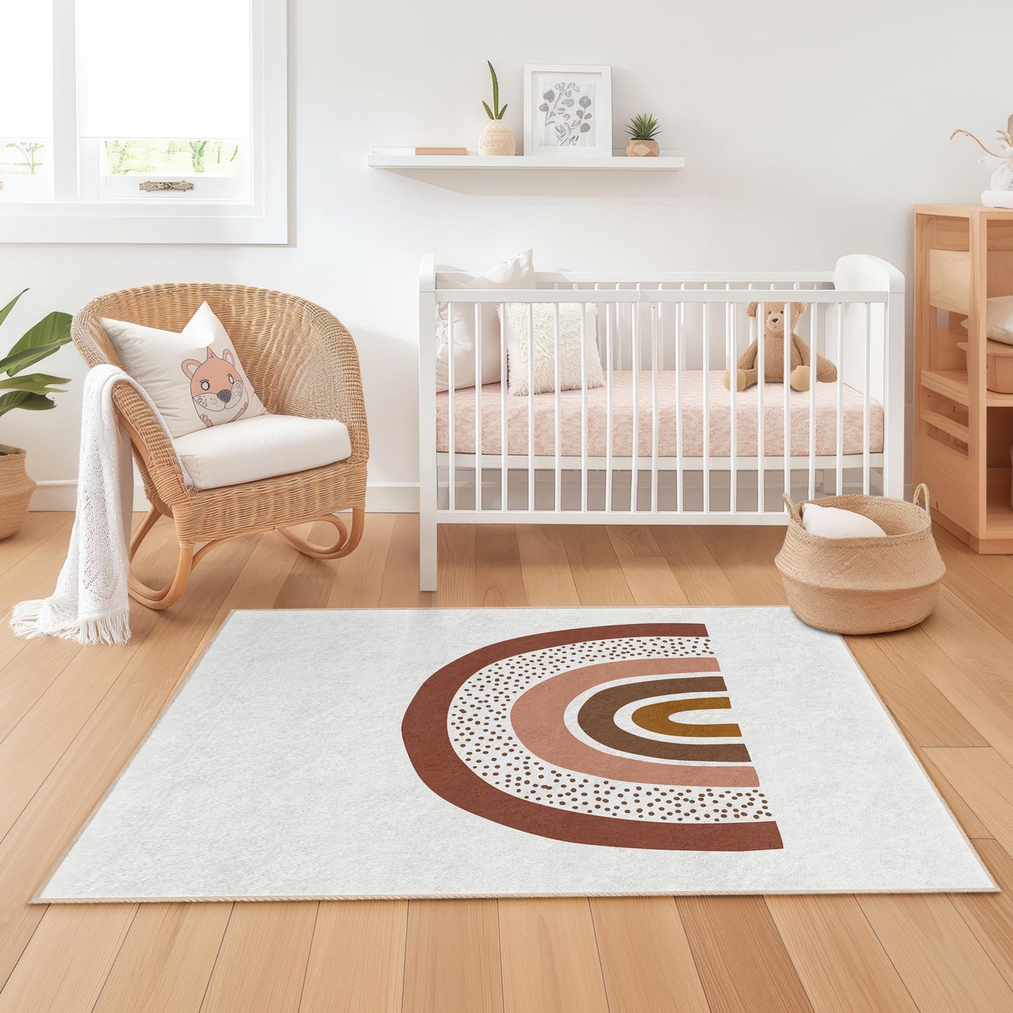 Rainbow Pattern Kids Room Rug, Rectangular Play Rug, Soft Nursery Carpet, Colorful Toddler Rug, Playroom Decor, Childrens Rug