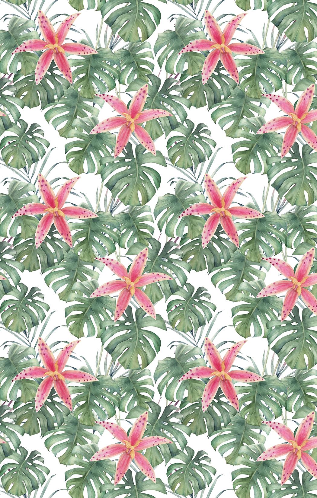 Tropical Floral Rectangle Area Rug, Monstera Leaf and Pink Flower Design, Indoor Carpet, Home Decor, Living Room Rug, Boho Chic Rug