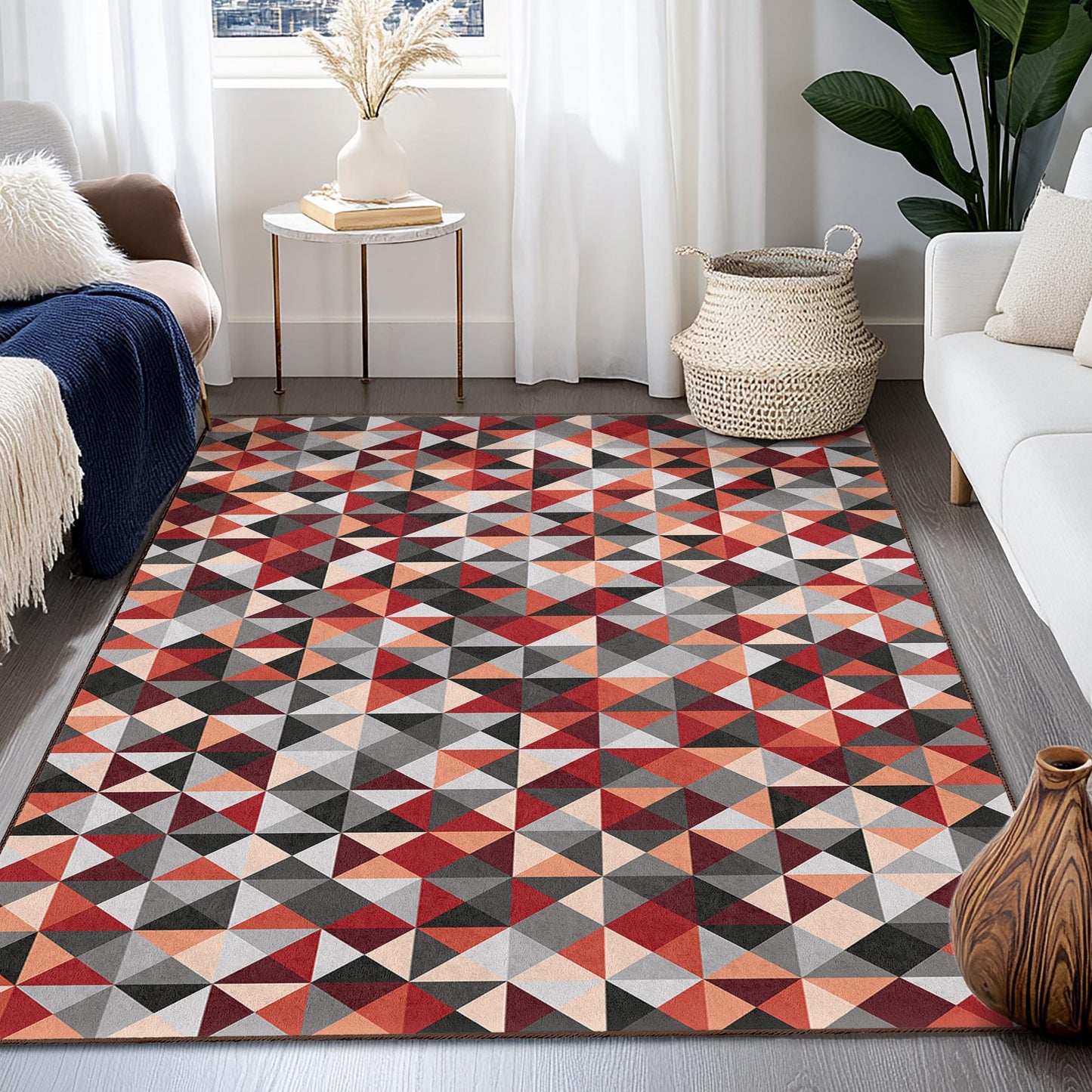 Geometric Pattern Rectangle Area Rug, Stylish Modern Floor Covering, Abstract Design Carpet for Living Room, Home Decor, Bedroom Rug