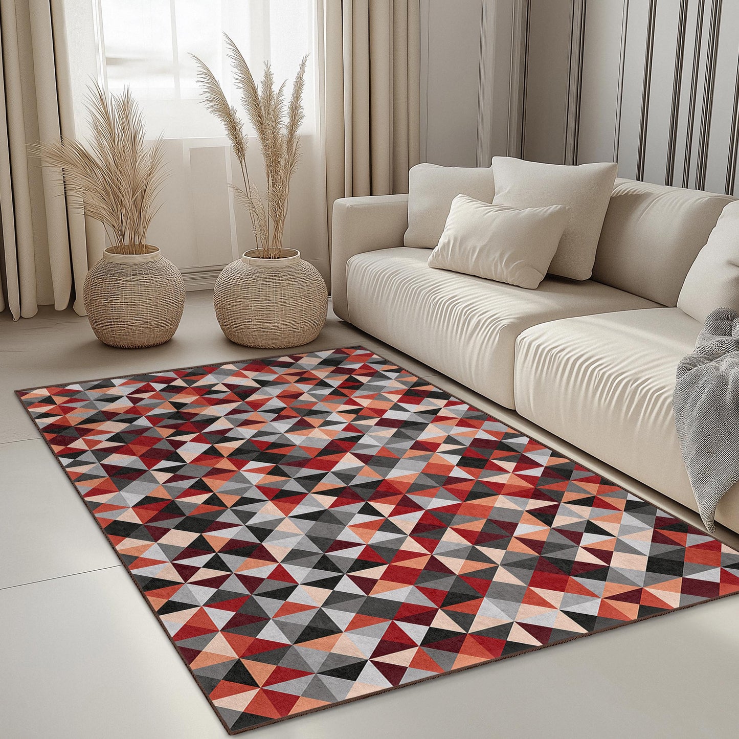 Geometric Pattern Rectangle Area Rug, Stylish Modern Floor Covering, Abstract Design Carpet for Living Room, Home Decor, Bedroom Rug