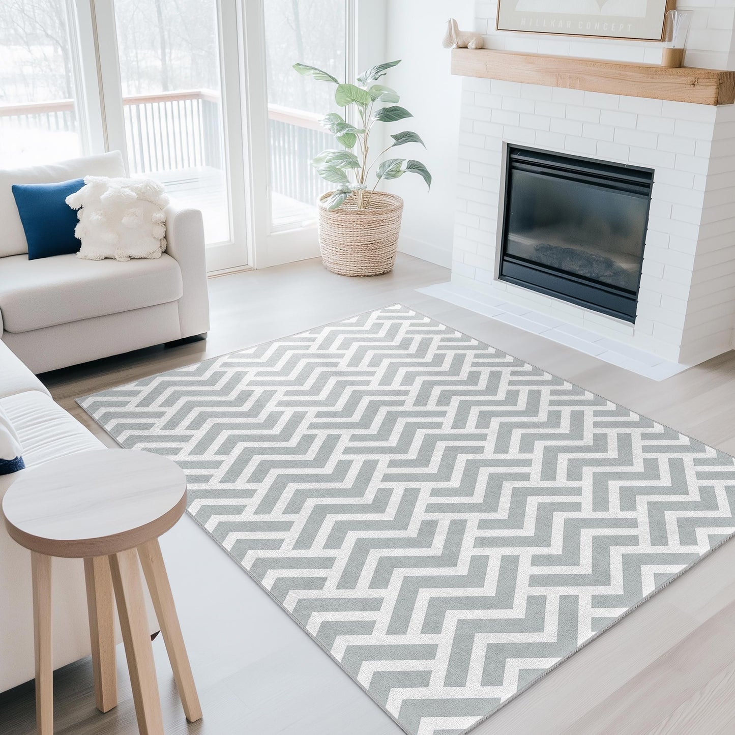 Chevron Pattern Rectangular Area Rug, Modern Living Room Decor, Stylish Gray Rug, Home Interior Carpet, Contemporary Design Rug