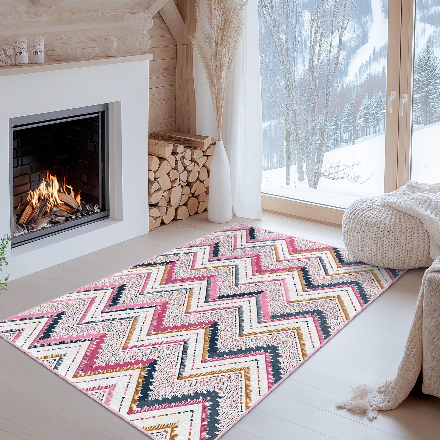 Chevron Pattern Rectangular Area Rug, Modern Geometric Carpet, Soft Living Room Rug, Stylish Home Decor, Elegant Floor Mat