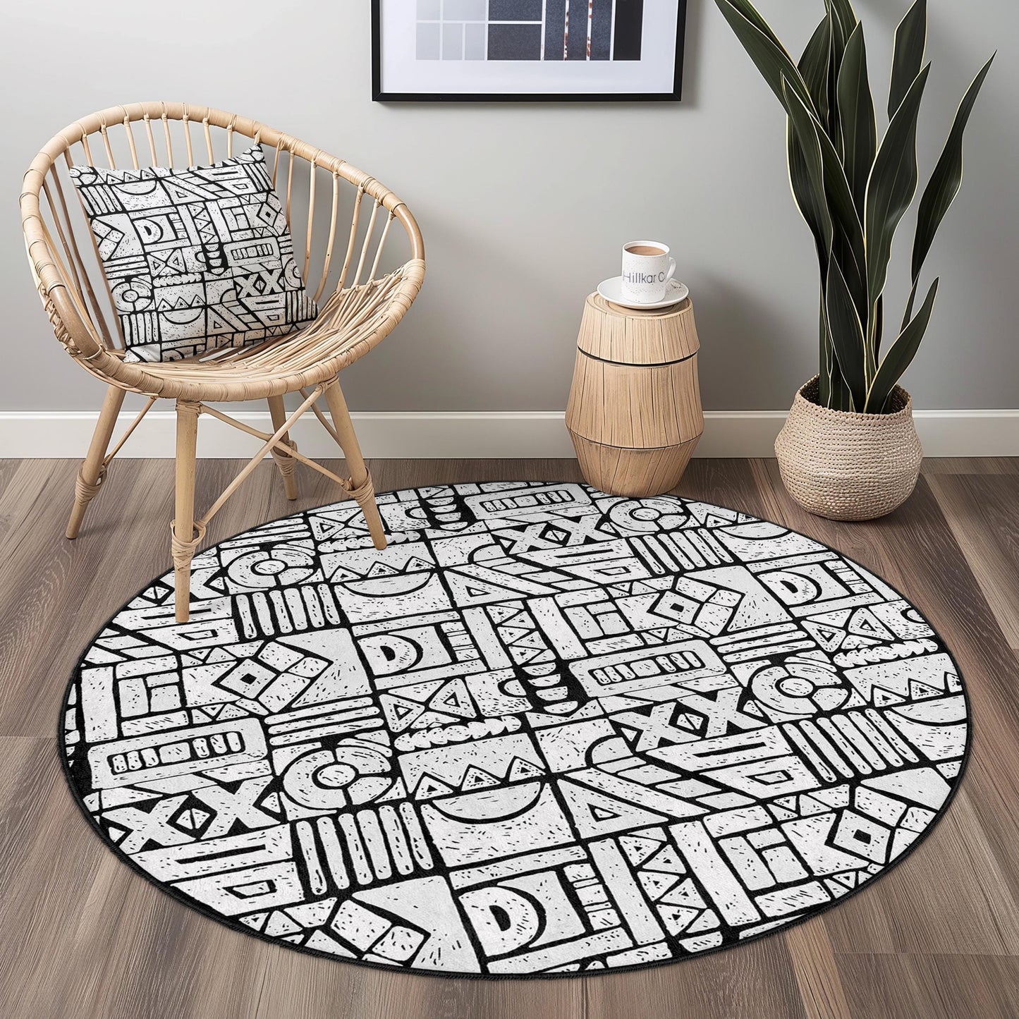 Geometric Pattern Round Area Rug, Modern Circular Rug for Living Room, Stylish Home Decor, Unique Round Floor Mat