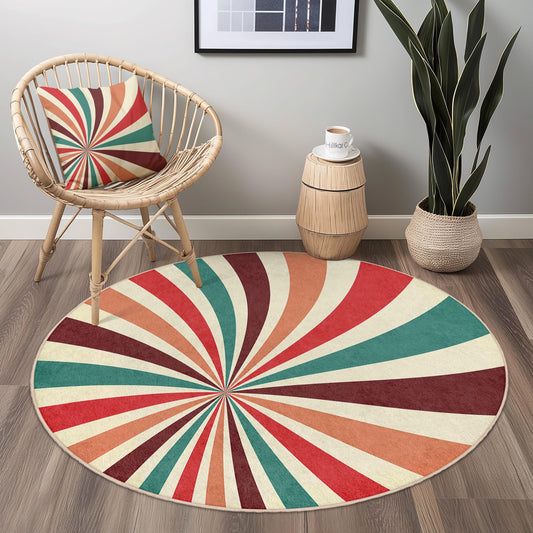 Colorful Spiral Round Area Rug, Modern Circle Rug for Living Room, Vibrant Circular Carpet, Decorative Floor Mat, Home Decor