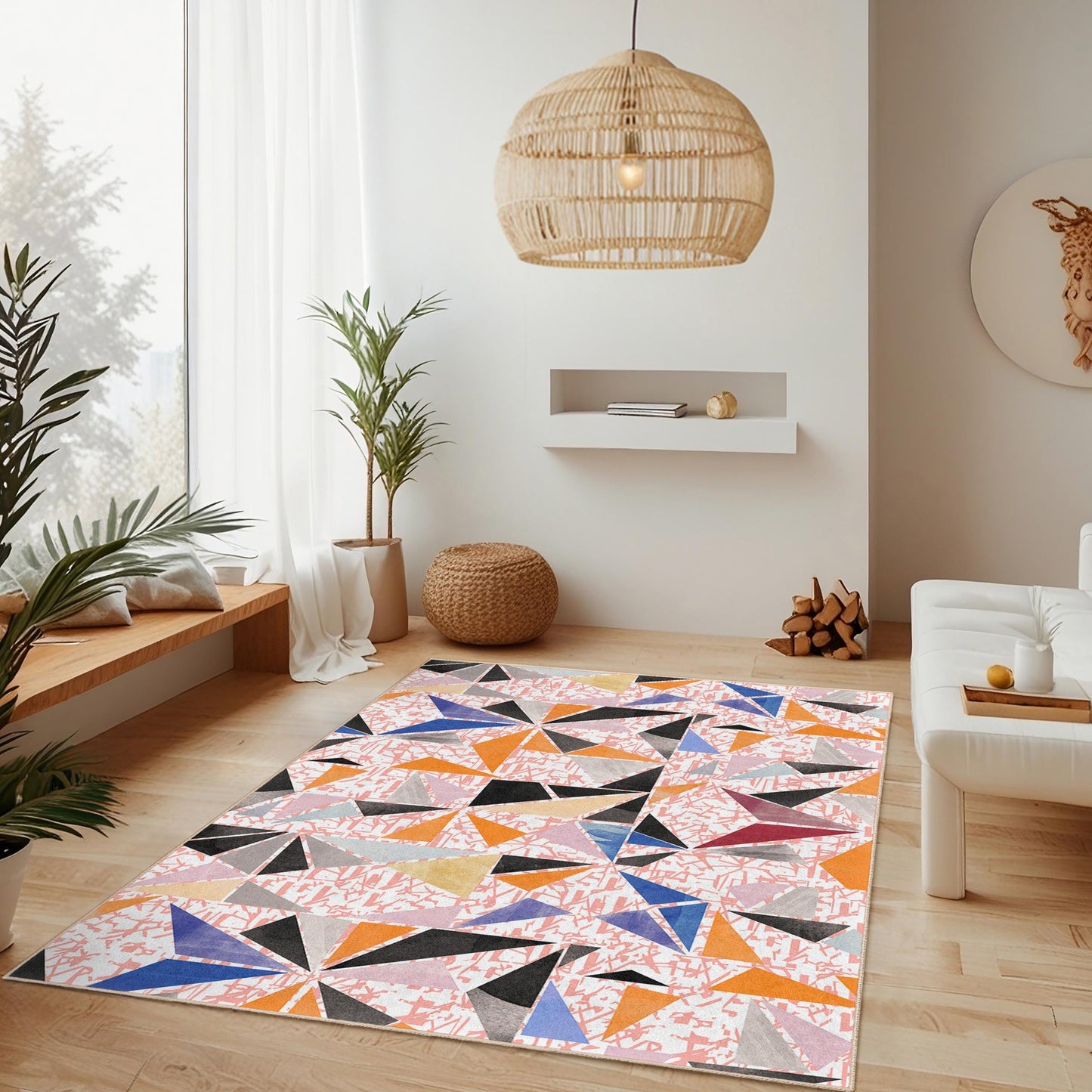 Geometric Pattern Rectangle Area Rug, Modern Abstract Design Rug, Home Decor Rug, Living Room Carpet, Stylish Floor Mat