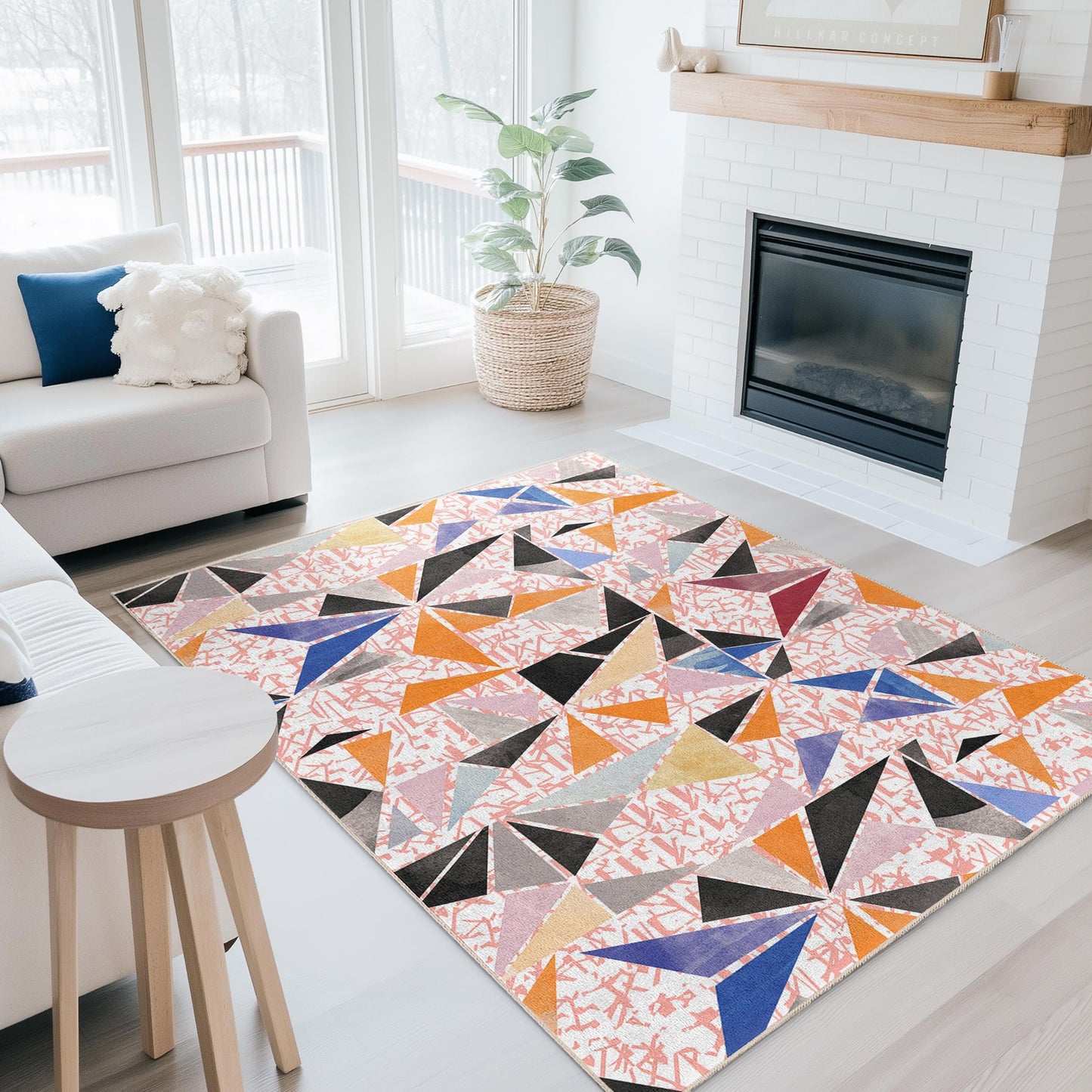 Geometric Pattern Rectangle Area Rug, Modern Abstract Design Rug, Home Decor Rug, Living Room Carpet, Stylish Floor Mat
