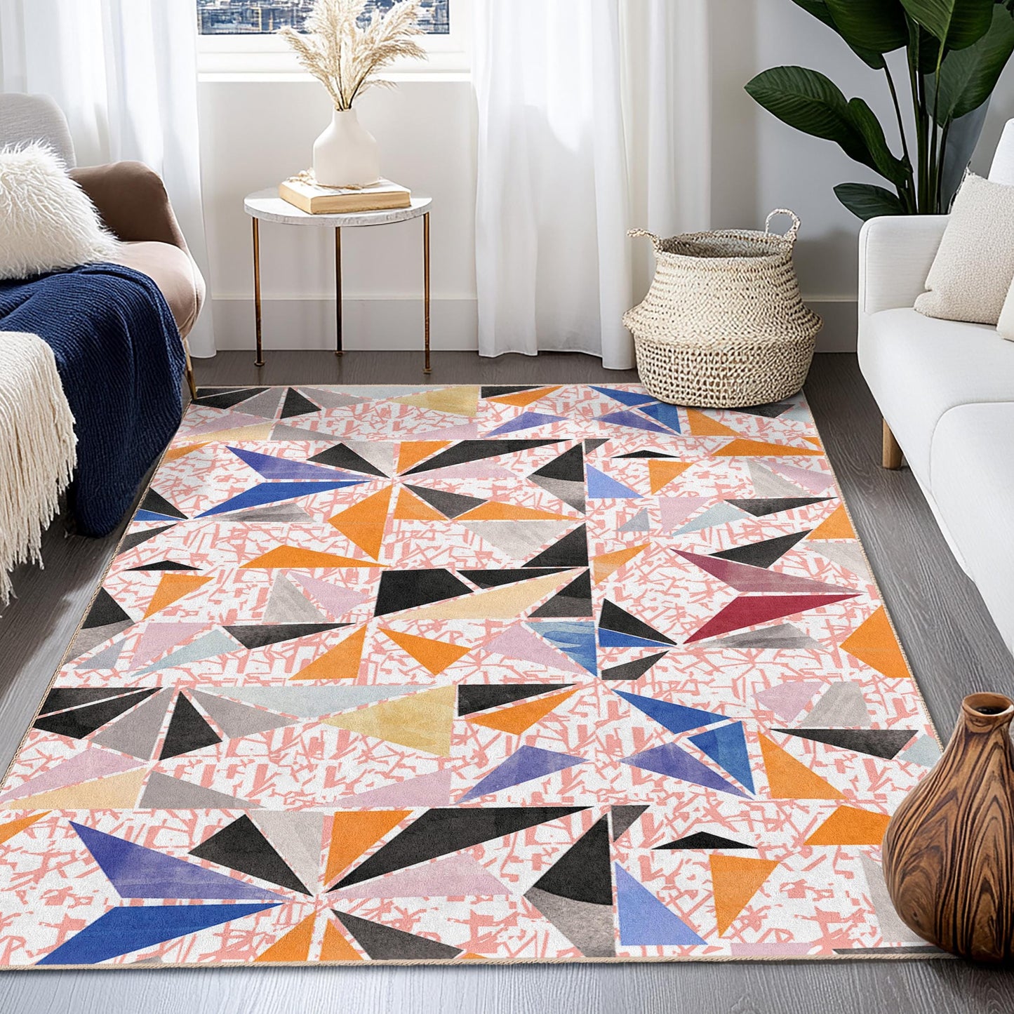 Geometric Pattern Rectangle Area Rug, Modern Abstract Design Rug, Home Decor Rug, Living Room Carpet, Stylish Floor Mat