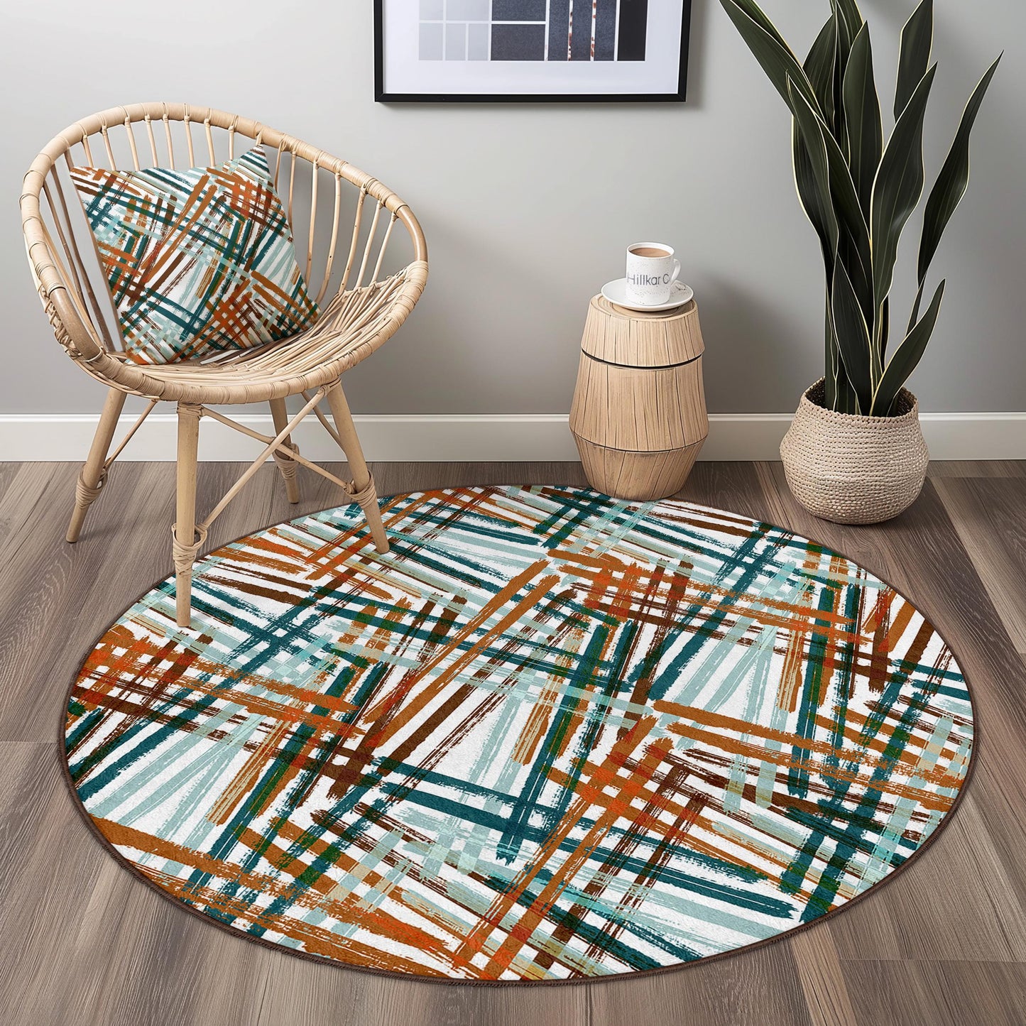 Abstract Round Area Rug, Colorful Geometric Circle Rug, Modern Home Decor, Living Room Carpet, Bohemian Round Mat