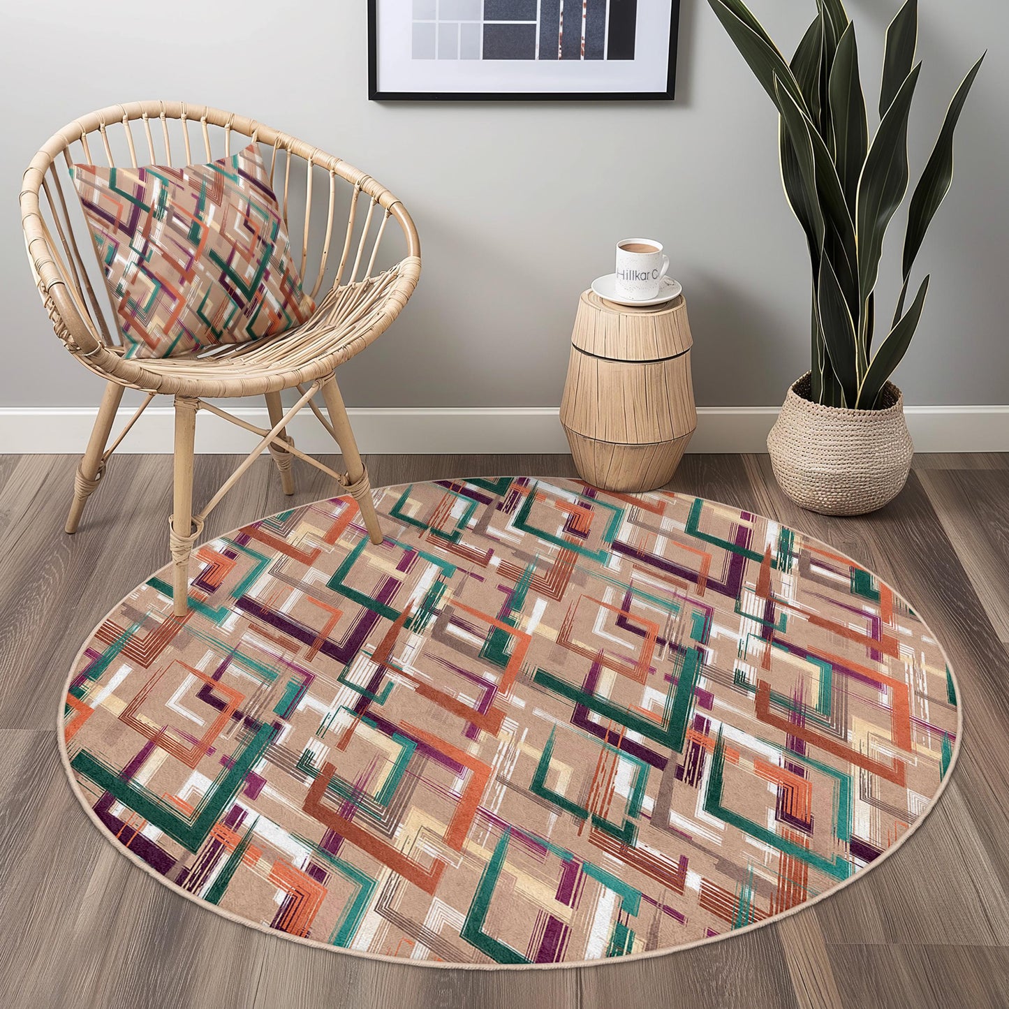 Geometric Pattern Round Area Rug, Modern Design Round Rug, Stylish Circle Rug for Living Room, Home Decor Rug, Soft Round Carpet