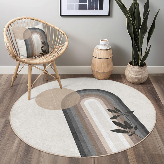 Rainbow Arch Round Rug, Modern Round Area Rug, Boho Chic Home Decor, Living Room Carpet, Stylish Round Rug, Unique Floor Mat