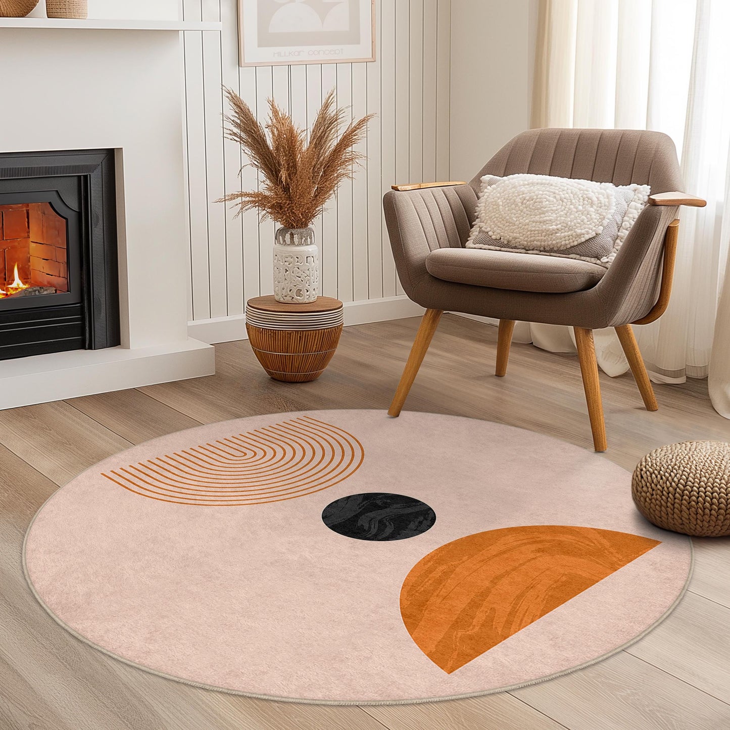 Geometric Round Area Rug, Modern Circle Rug for Home Decor, Stylish Round Carpet, Unique Design for Living Room, Bedroom, Office