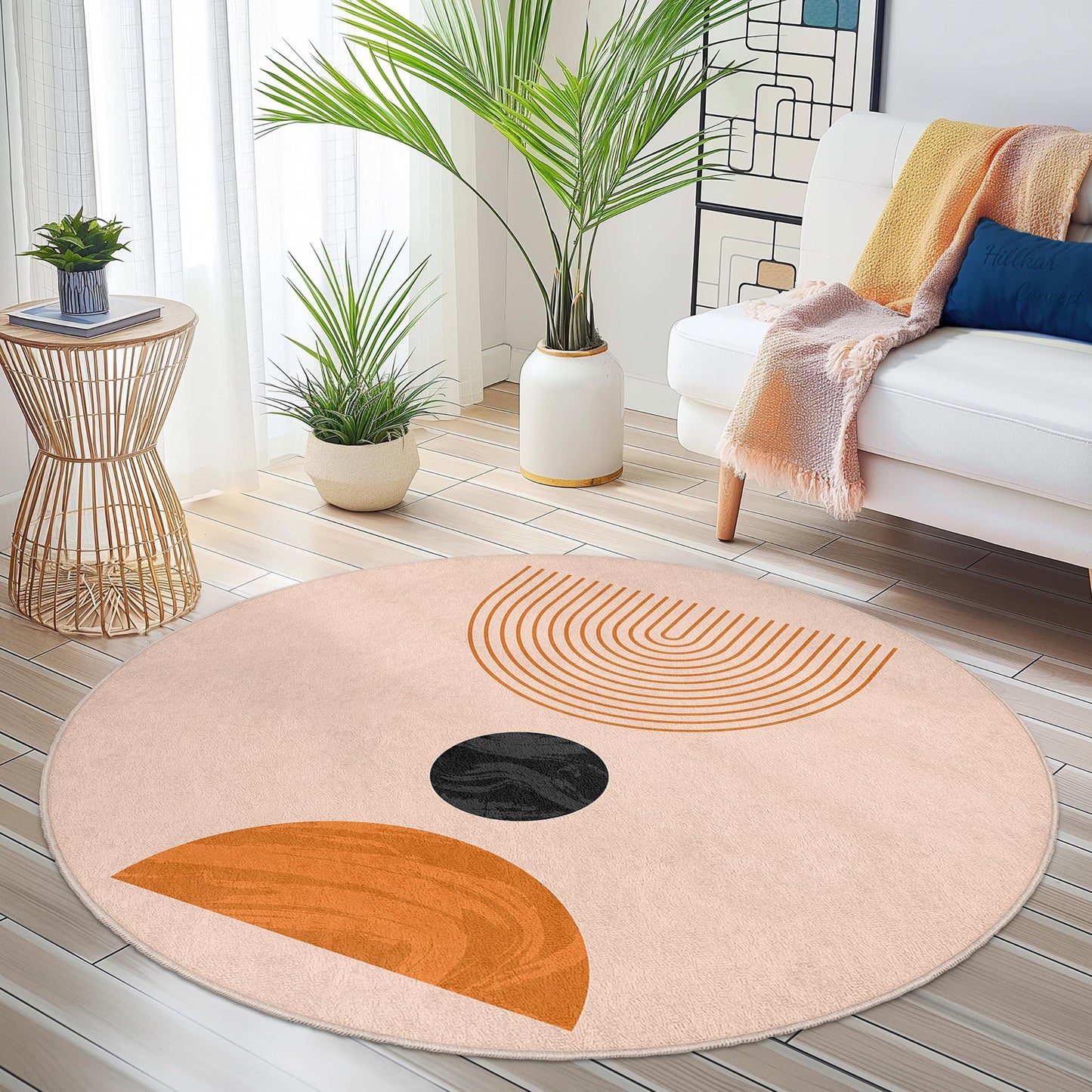 Geometric Round Area Rug, Modern Circle Rug for Home Decor, Stylish Round Carpet, Unique Design for Living Room, Bedroom, Office