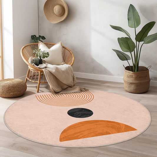 Geometric Round Area Rug, Modern Circle Rug for Home Decor, Stylish Round Carpet, Unique Design for Living Room, Bedroom, Office