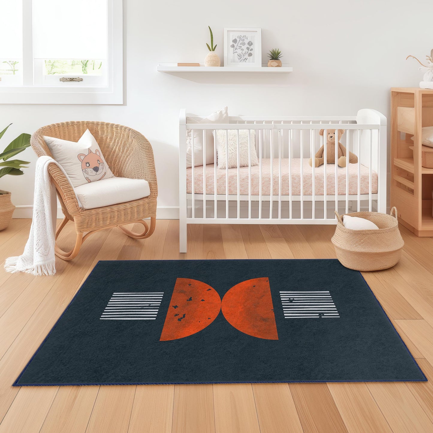 Geometric Shapes Modern Kids Area Rug, Rectangle Playroom Rug, Colorful Abstract Kids Carpet, Stylish Nursery Decor, Unique Children's Rug