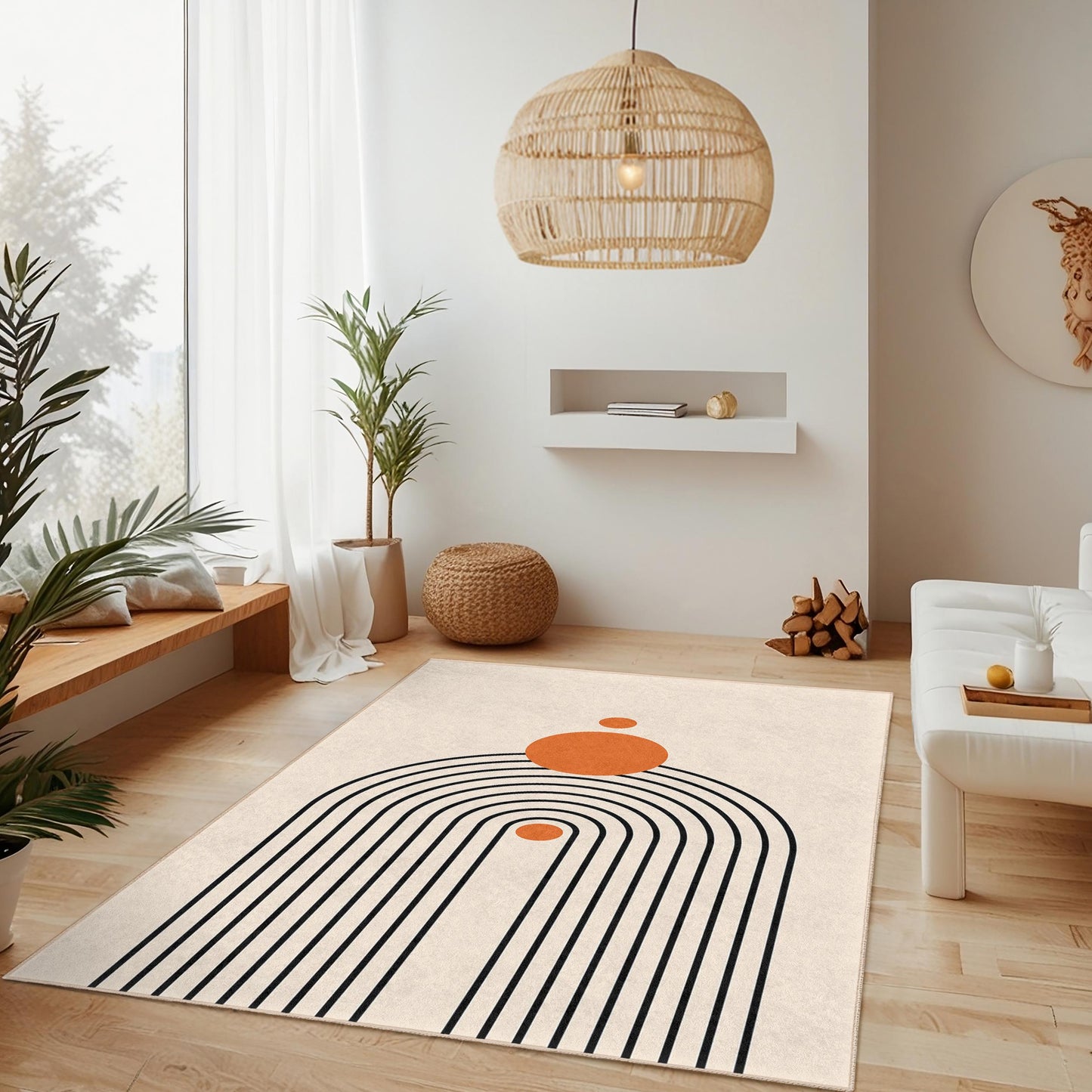 Geometric Rainbow Pattern Rectangular Rug, Modern Minimalist Area Rug, Stylish Home Decor, Living Room Rug, Unique Floor Mat