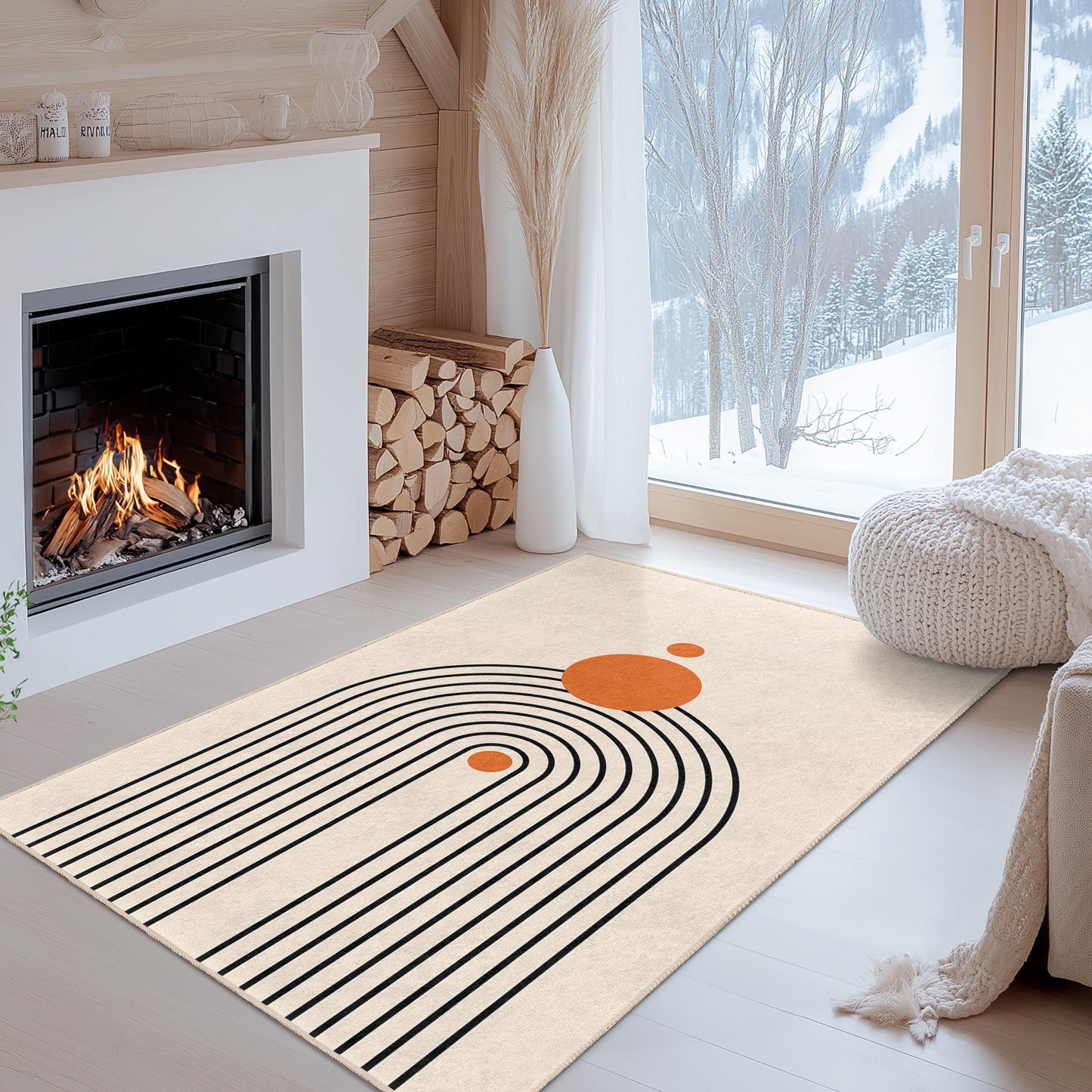 Geometric Rainbow Pattern Rectangular Rug, Modern Minimalist Area Rug, Stylish Home Decor, Living Room Rug, Unique Floor Mat