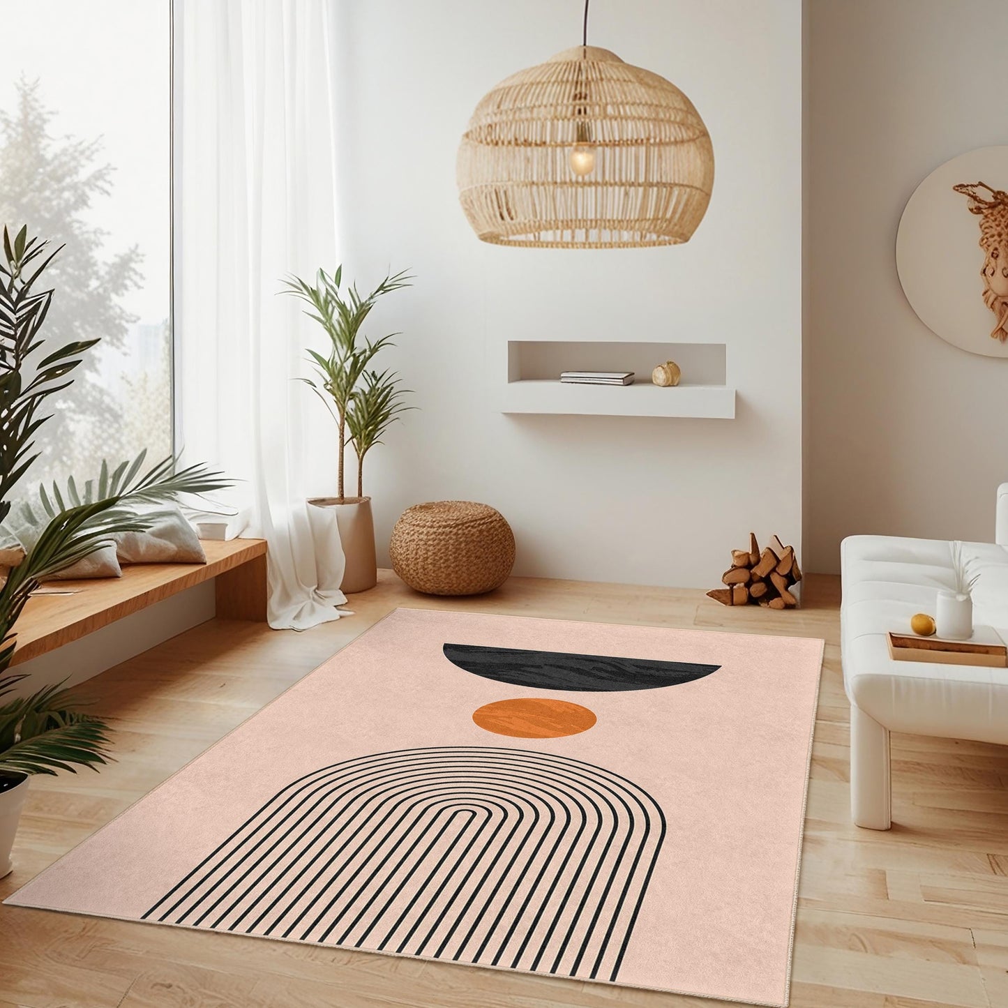 Geometric Abstract Area Rug, Modern Rectangular Carpet, Living Room Decor Rug, Stylish Home Rug, Bohemian Accent Rug