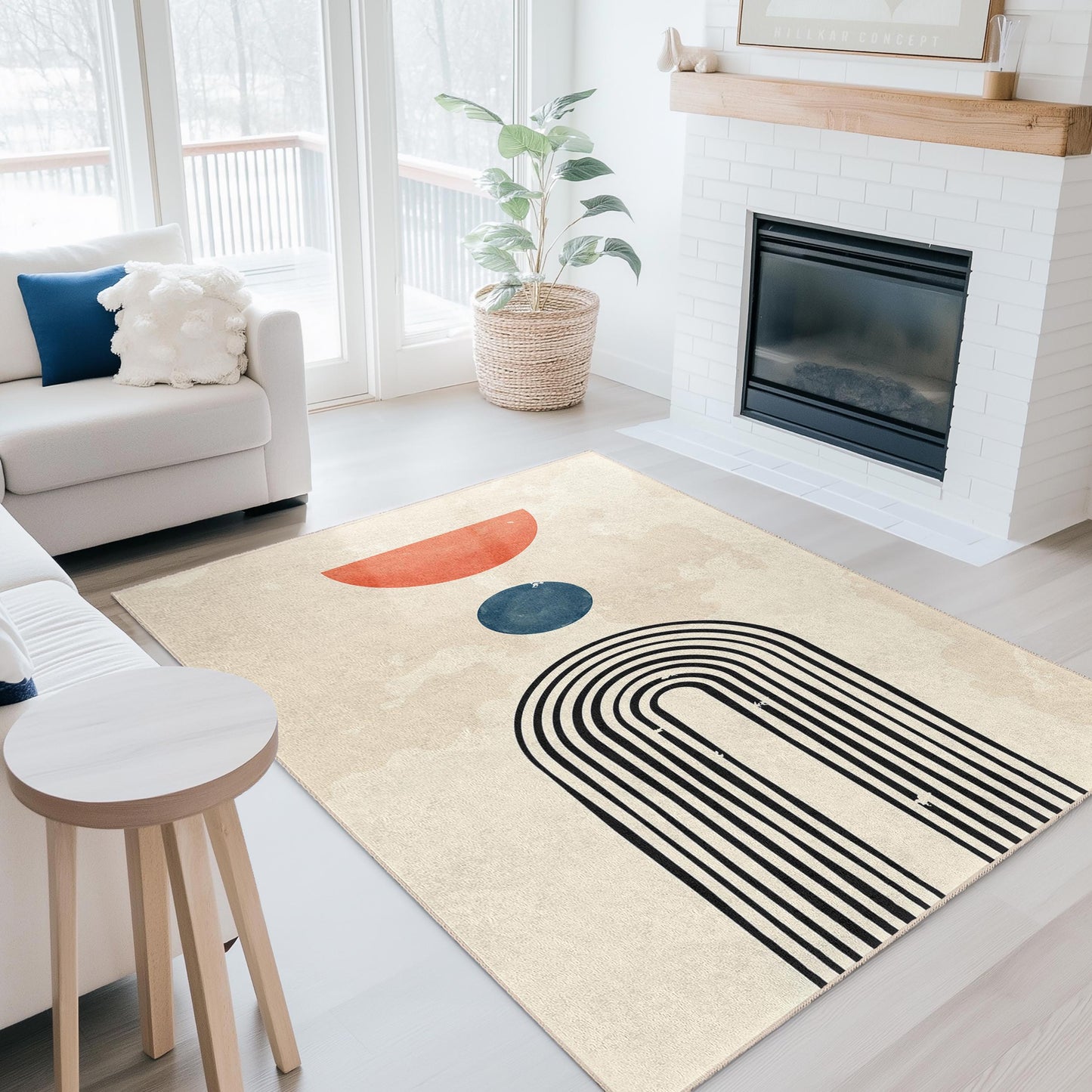 Geometric Abstract Rectangular Area Rug, Modern Design Floor Mat, Stylish Home Decor, Living Room Rug, Unique Art Carpet