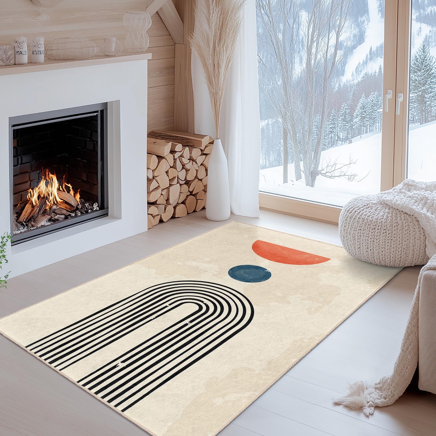 Geometric Abstract Rectangular Area Rug, Modern Design Floor Mat, Stylish Home Decor, Living Room Rug, Unique Art Carpet