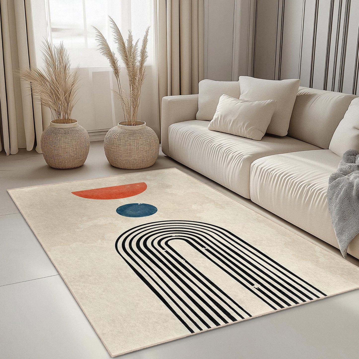 Geometric Abstract Rectangular Area Rug, Modern Design Floor Mat, Stylish Home Decor, Living Room Rug, Unique Art Carpet