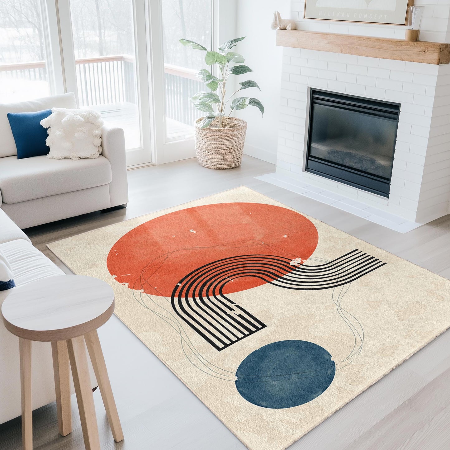 Abstract Geometric Rectangle Rug, Modern Art Area Rug, Boho Decor Carpet, Stylish Home Flooring, Contemporary Design Rug