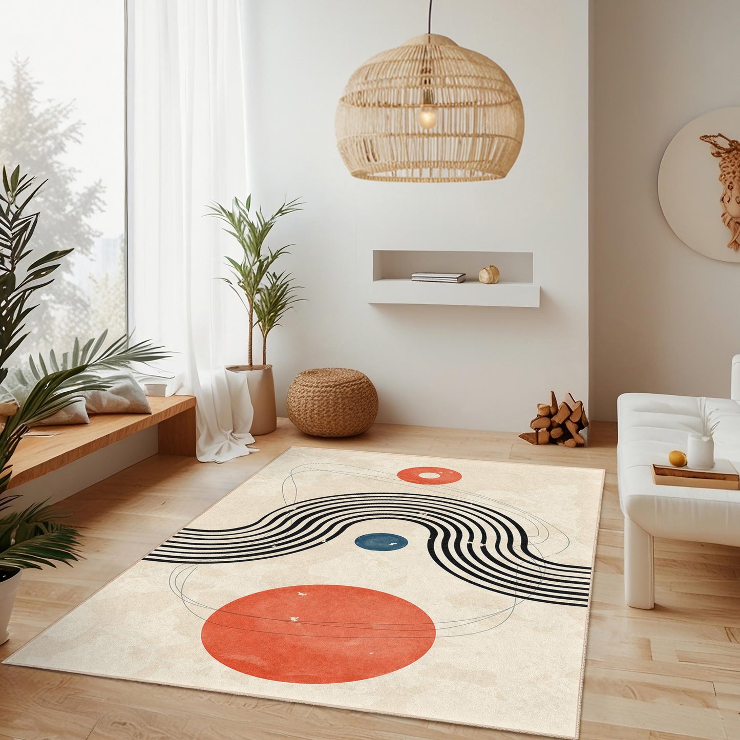 Abstract Geometric Rectangular Area Rug, Modern Art Rug for Living Room, Contemporary Home Decor, Stylish Carpet for Bedroom