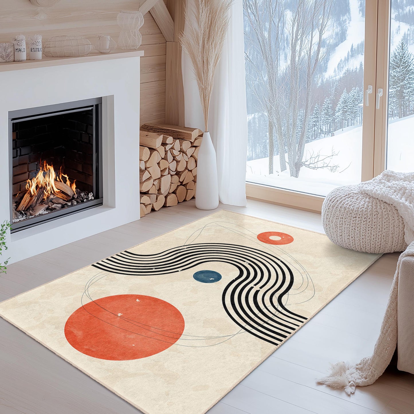 Abstract Geometric Rectangular Area Rug, Modern Art Rug for Living Room, Contemporary Home Decor, Stylish Carpet for Bedroom