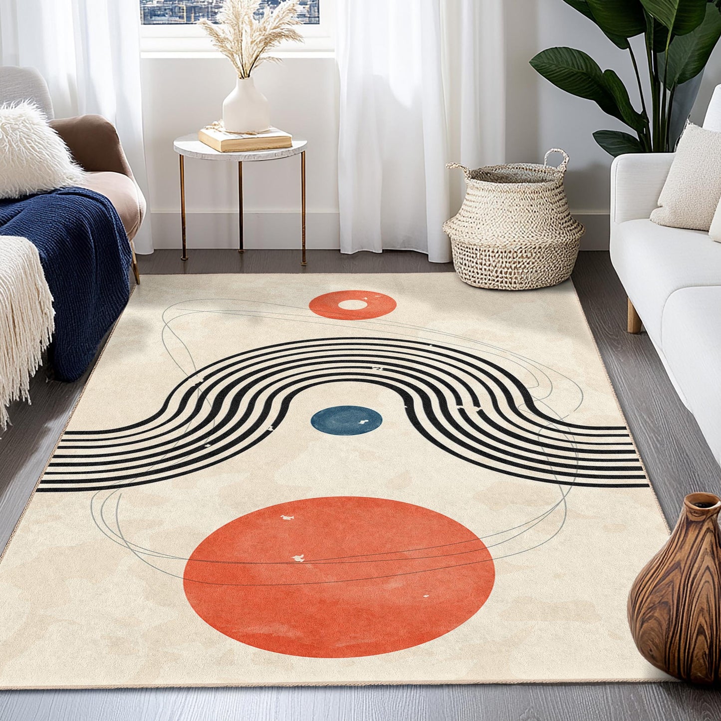 Abstract Geometric Rectangular Area Rug, Modern Art Rug for Living Room, Contemporary Home Decor, Stylish Carpet for Bedroom