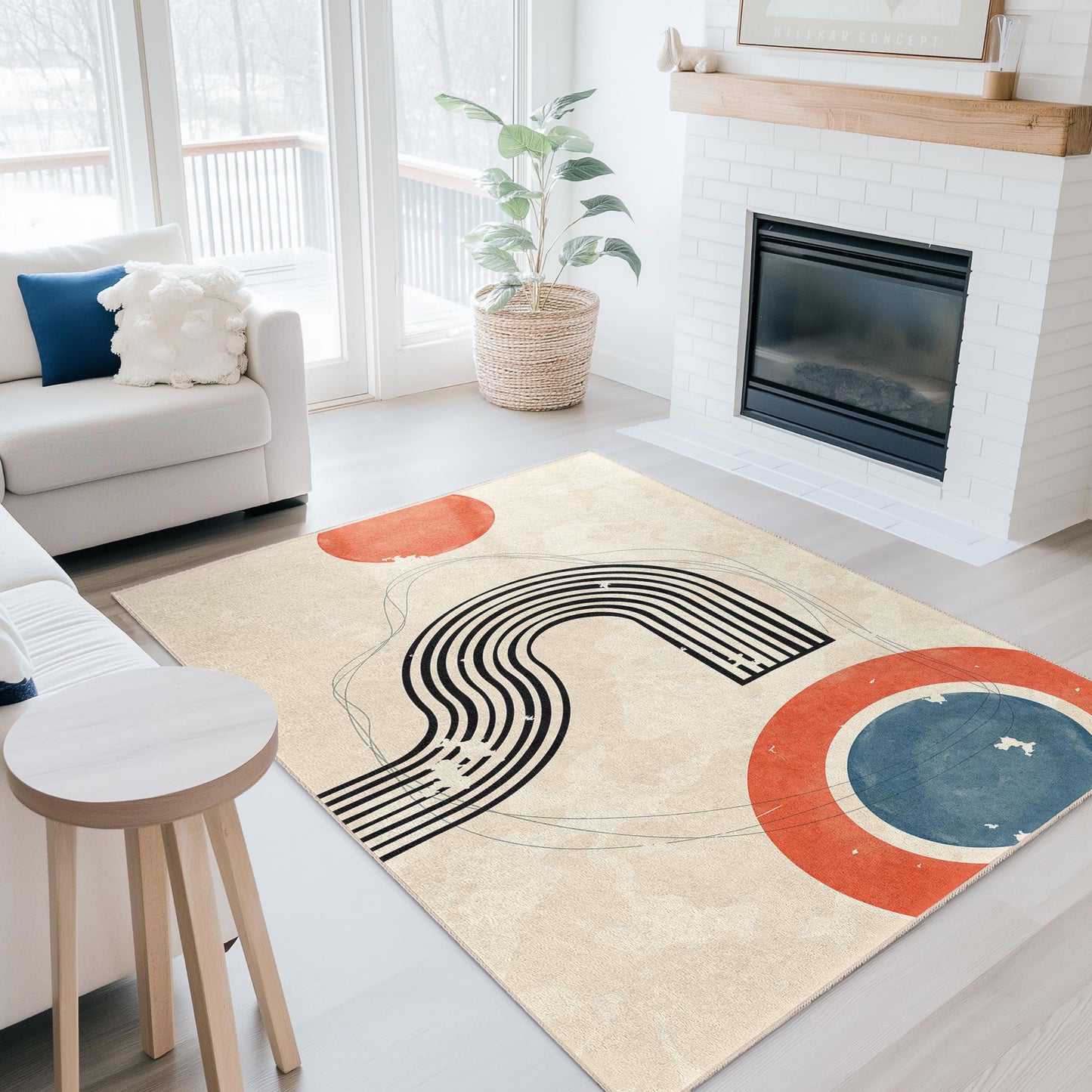 Abstract Geometric Rectangle Area Rug, Modern Art Carpet, Trendy Home Decor, Living Room Rug, Minimalist Design Rug