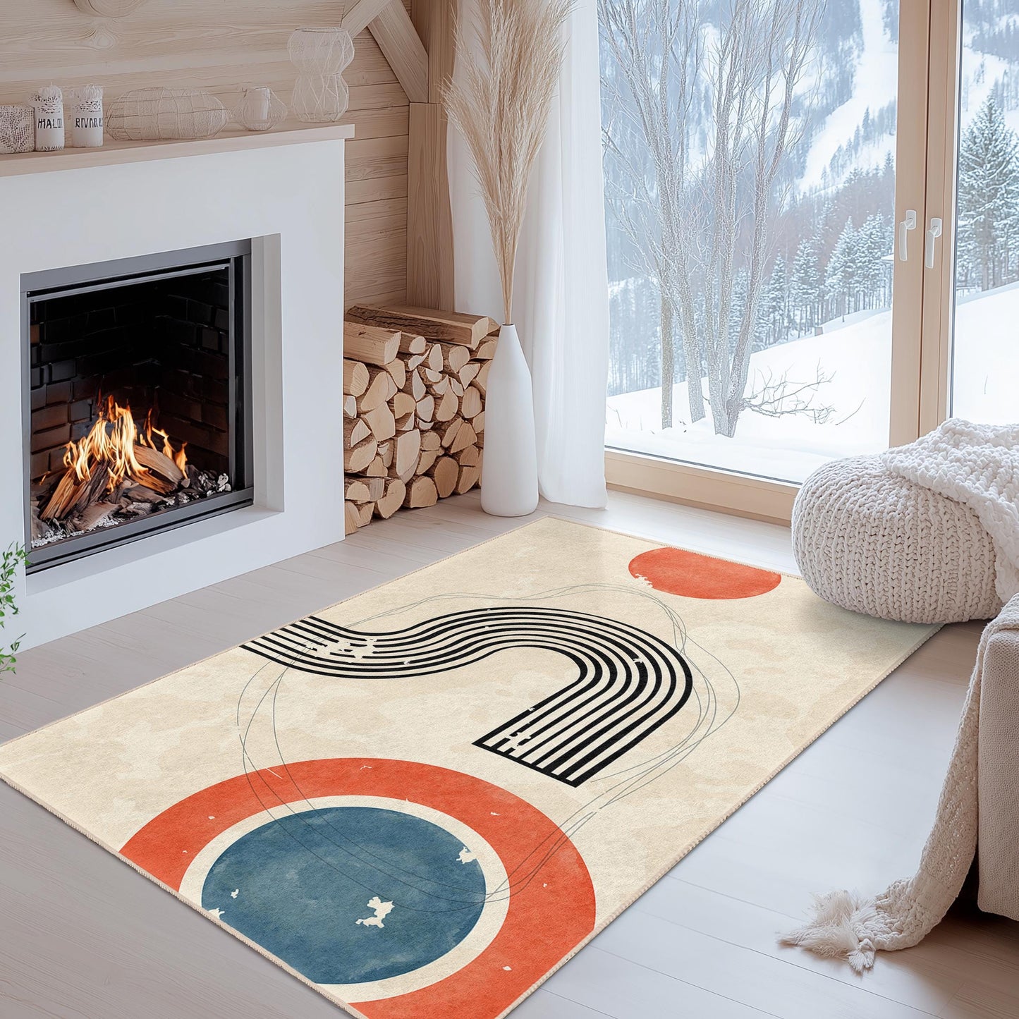 Abstract Geometric Rectangle Area Rug, Modern Art Carpet, Trendy Home Decor, Living Room Rug, Minimalist Design Rug