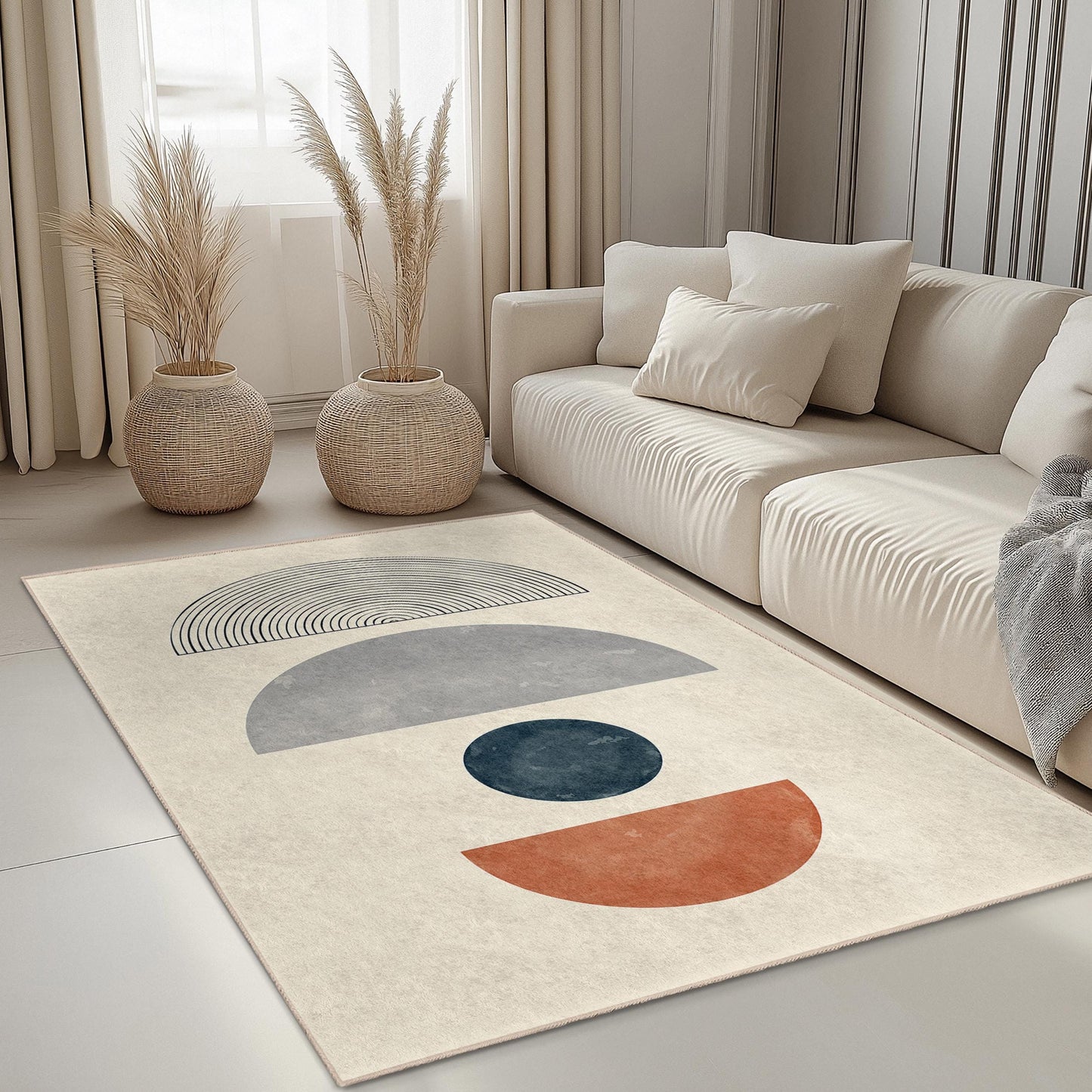 Geometric Abstract Art Rectangle Rug, Modern Pattern Area Rug, Decorative Floor Mat for Living Room, Bedroom, Office Decor