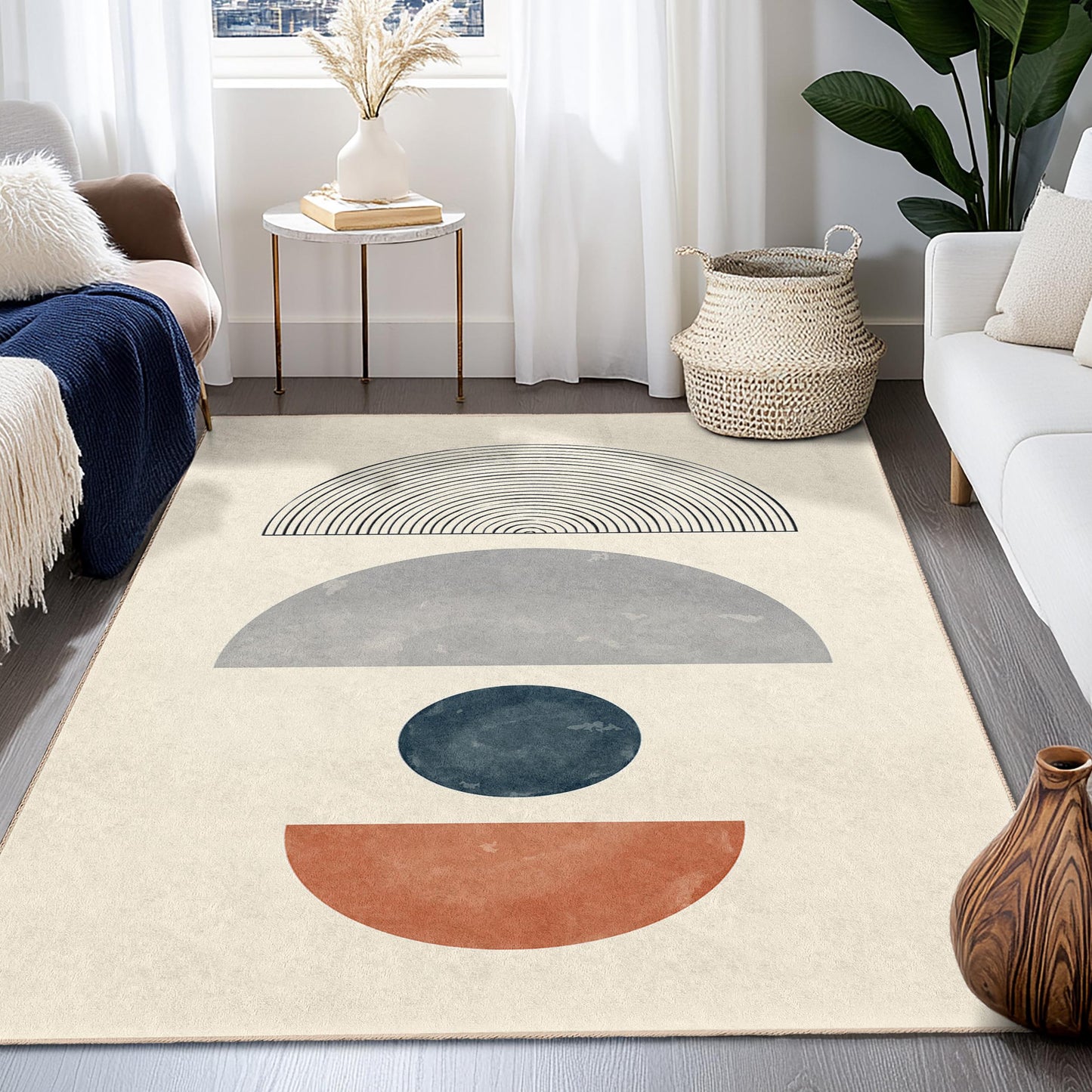 Geometric Abstract Art Rectangle Rug, Modern Pattern Area Rug, Decorative Floor Mat for Living Room, Bedroom, Office Decor