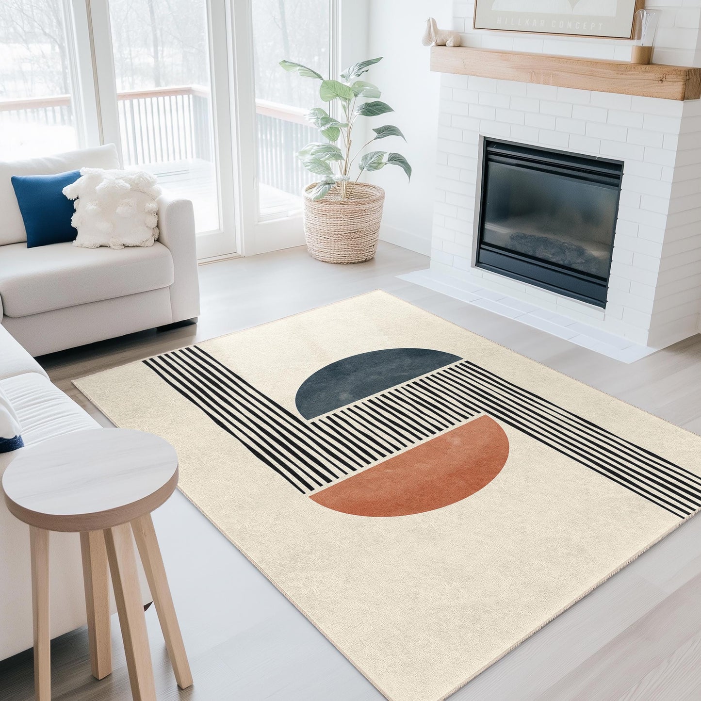 Geometric Pattern Rectangular Area Rug, Modern Abstract Floor Mat, Unique Home Decor, Stylish Indoor Carpet, Living Room Rug