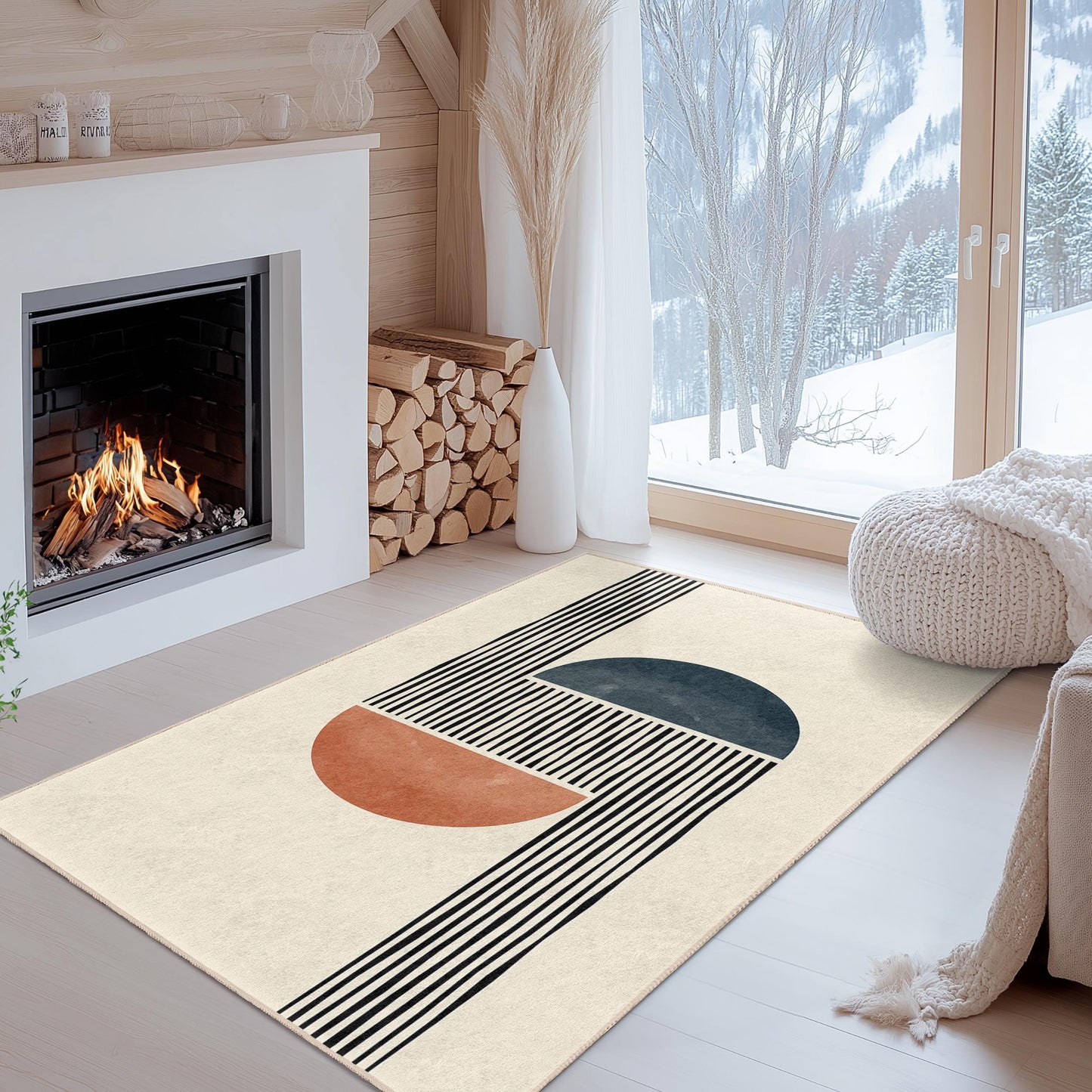 Geometric Pattern Rectangular Area Rug, Modern Abstract Floor Mat, Unique Home Decor, Stylish Indoor Carpet, Living Room Rug