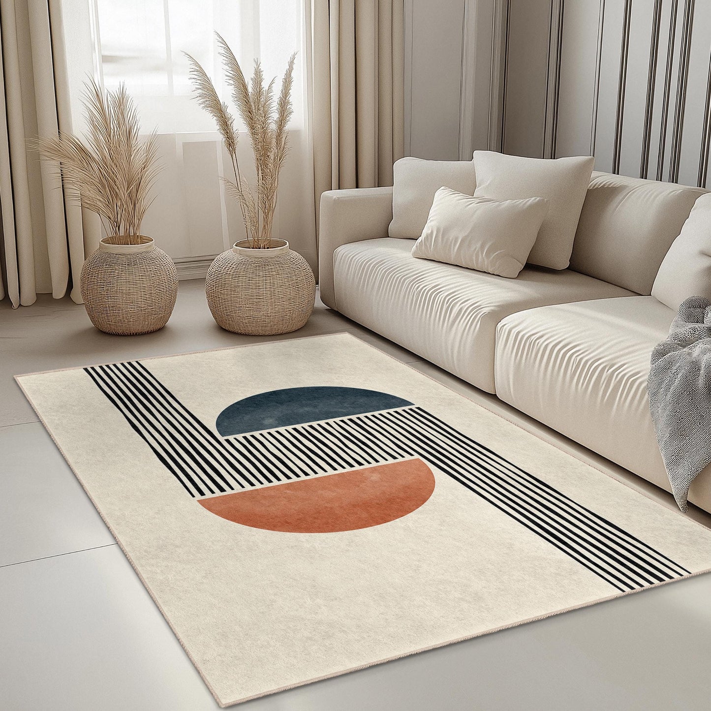 Geometric Pattern Rectangular Area Rug, Modern Abstract Floor Mat, Unique Home Decor, Stylish Indoor Carpet, Living Room Rug