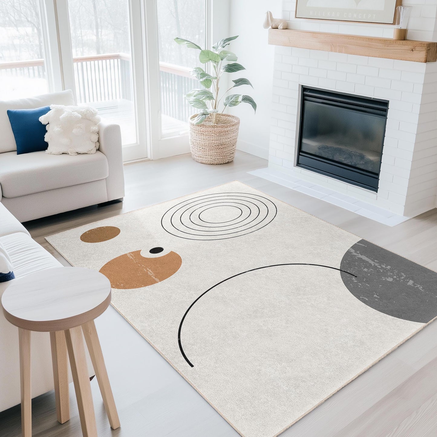 Modern Abstract Geometric Rectangular Rug, Minimalist Design Area Rug, Stylish Home Decor, Living Room Carpet, Bedroom Accent Rug