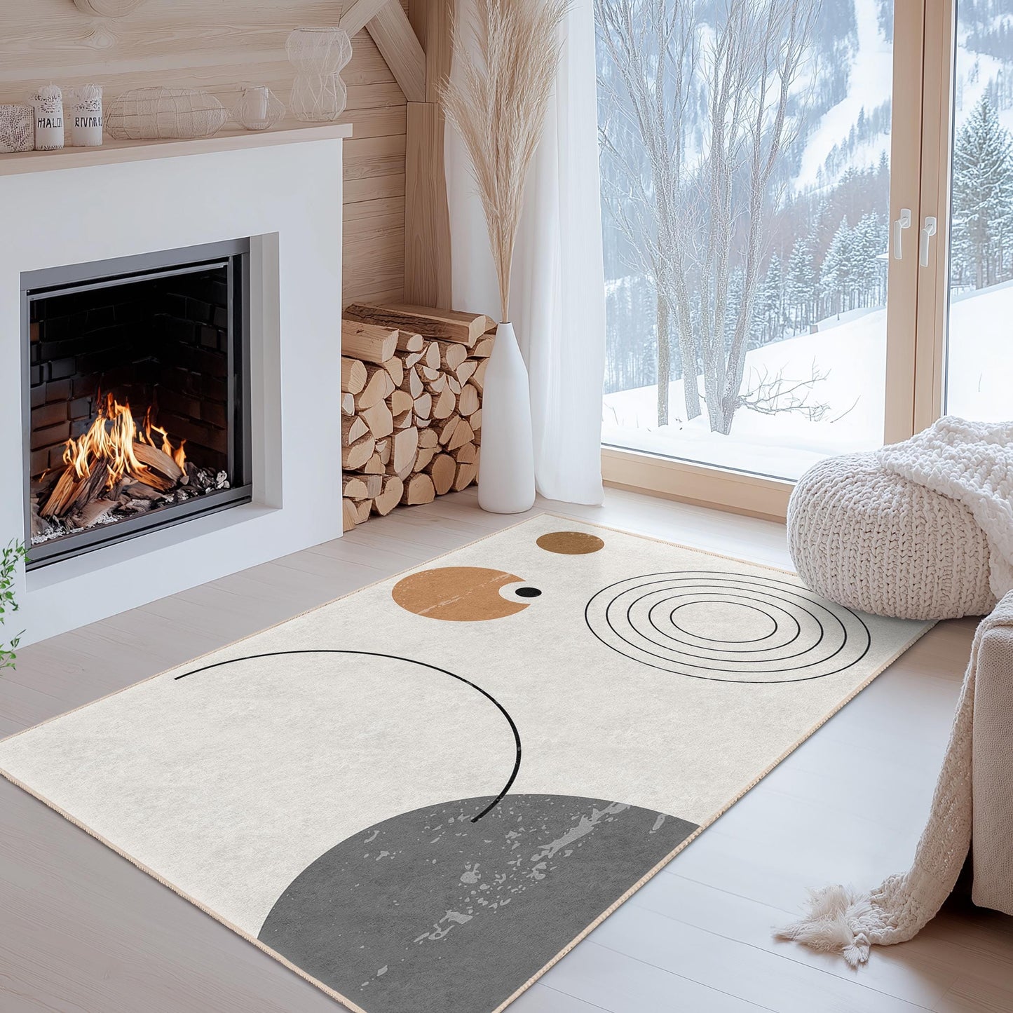 Modern Abstract Geometric Rectangular Rug, Minimalist Design Area Rug, Stylish Home Decor, Living Room Carpet, Bedroom Accent Rug