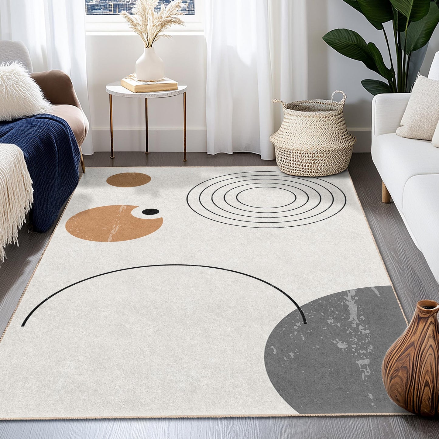 Modern Abstract Geometric Rectangular Rug, Minimalist Design Area Rug, Stylish Home Decor, Living Room Carpet, Bedroom Accent Rug