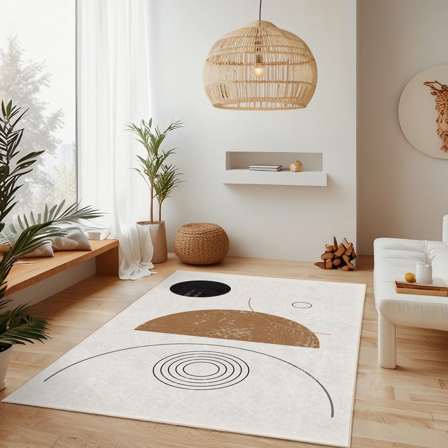 Abstract Geometric Pattern Rectangle Rug, Modern Area Rug for Living Room, Unique Decorative Carpet, Contemporary Home Decor