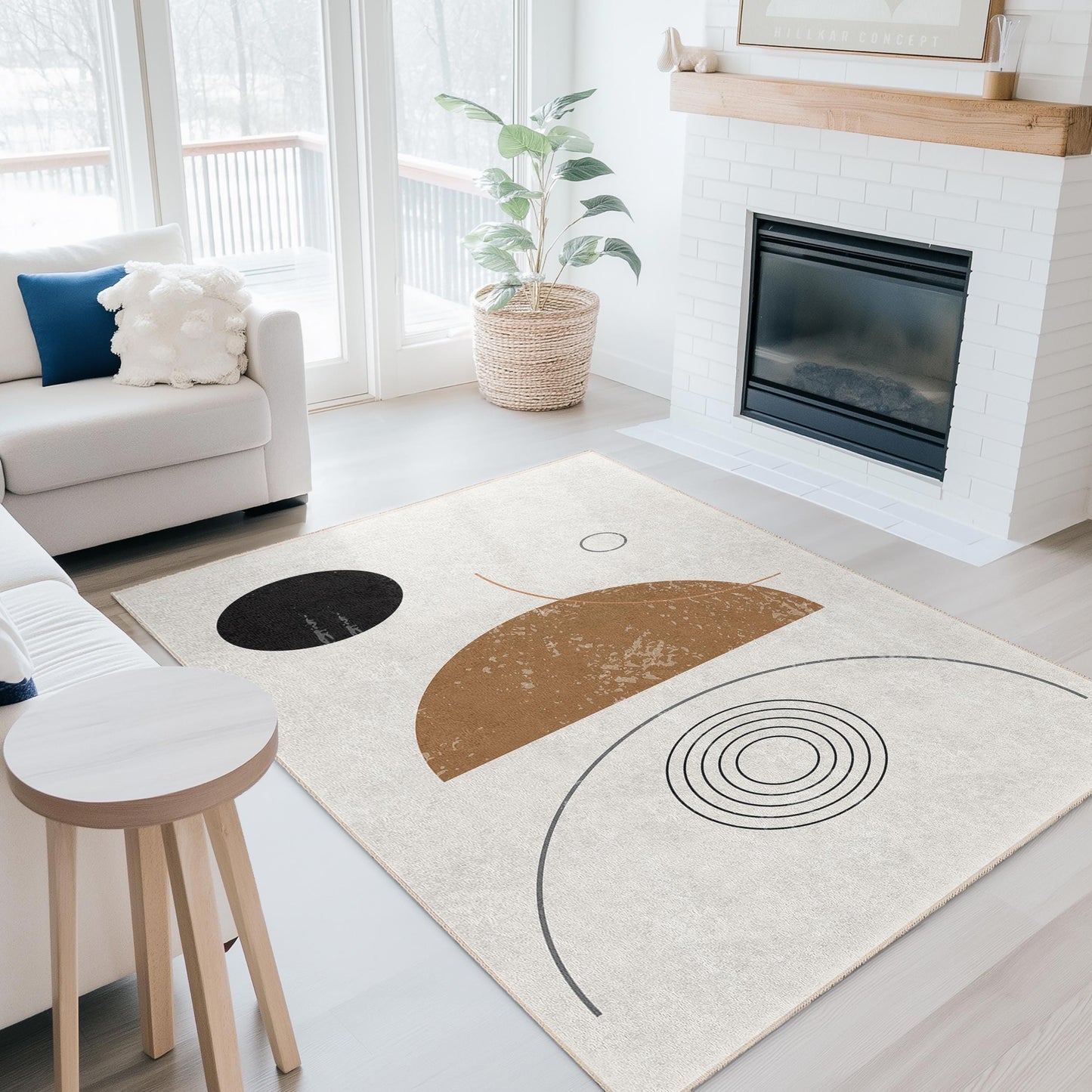 Abstract Geometric Pattern Rectangle Rug, Modern Area Rug for Living Room, Unique Decorative Carpet, Contemporary Home Decor