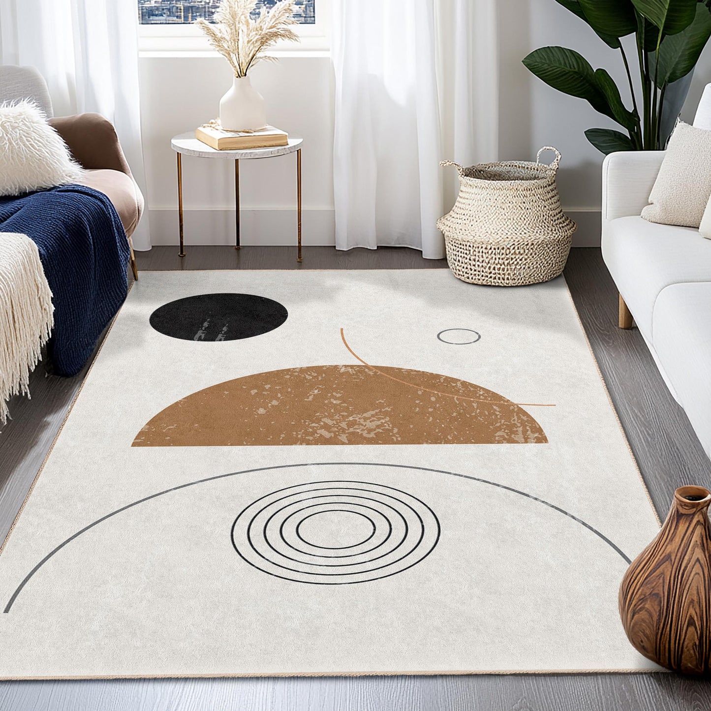 Abstract Geometric Pattern Rectangle Rug, Modern Area Rug for Living Room, Unique Decorative Carpet, Contemporary Home Decor