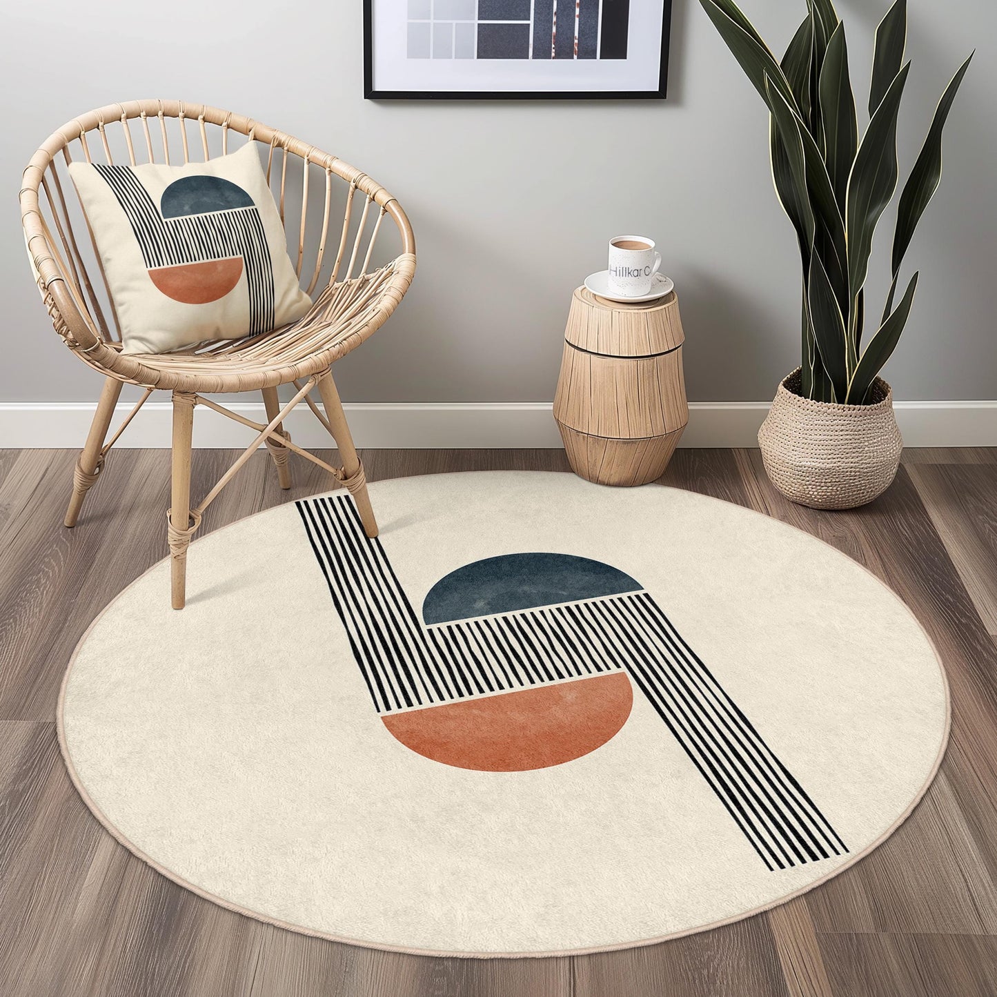 Modern Geometric Round Area Rug, Minimalist Circle Carpet, Abstract Design Floor Mat, Stylish Home Decor, Living Room Rug