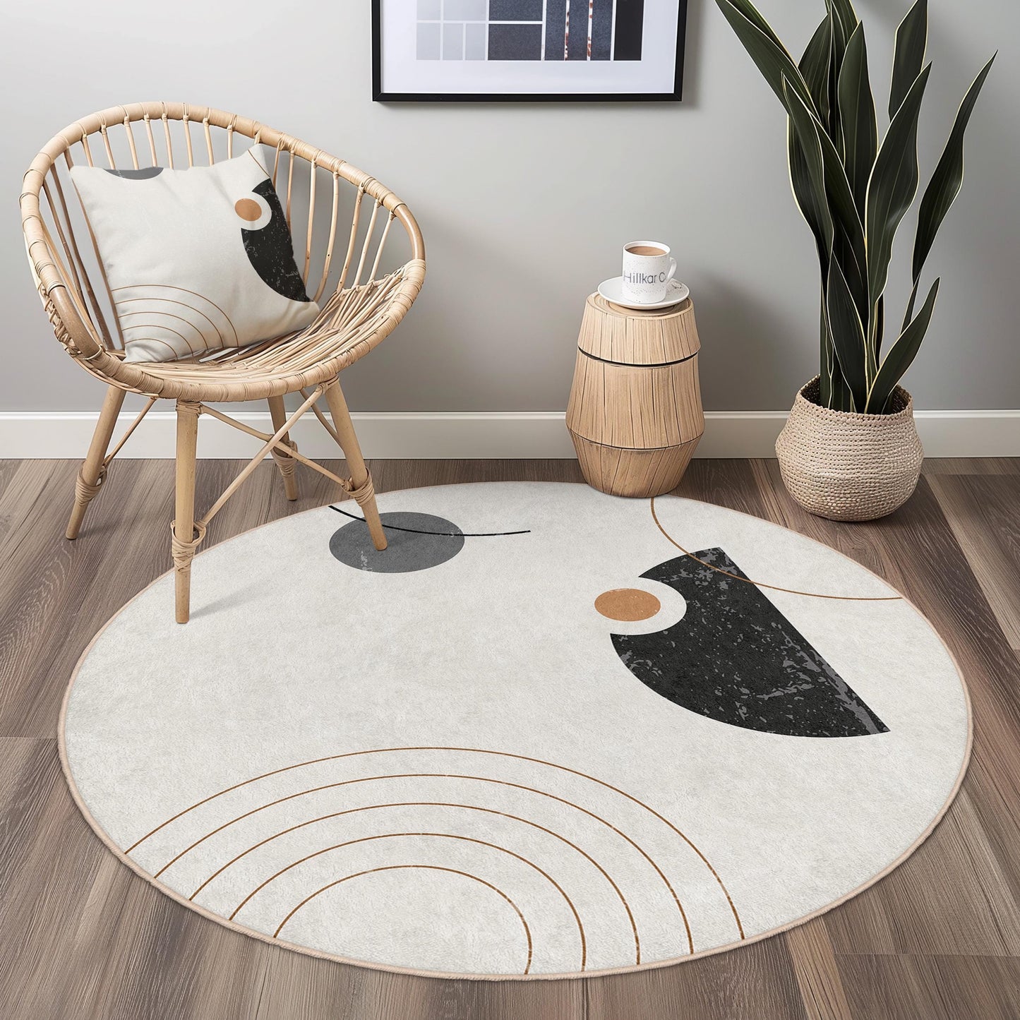 Abstract Round Area Rug, Modern Circle Carpet, Geometric Design Floor Mat, Stylish Home Decor, Living Room Rug, Soft Round Rug