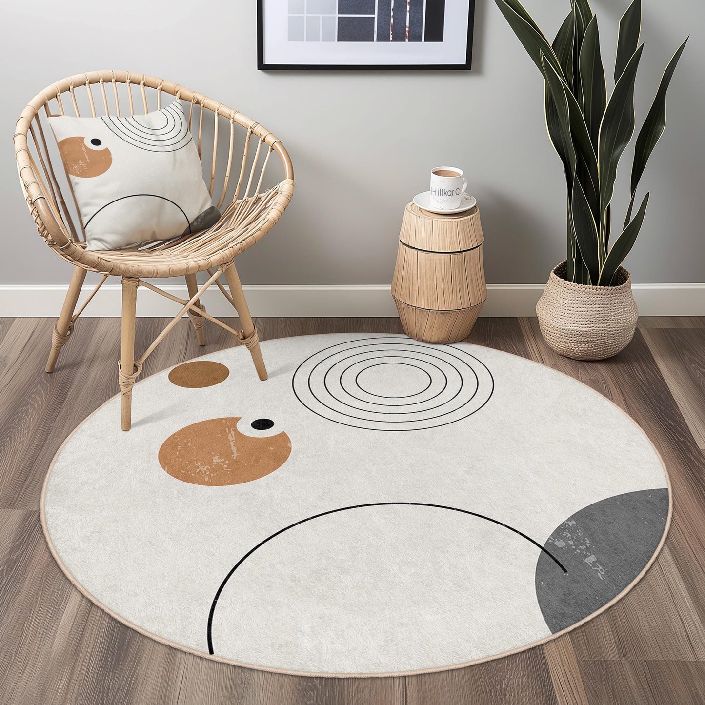 Abstract Geometric Round Area Rug, Modern Circular Carpet, Decorative Round Rug for Home, Trendy Living Room Decor, Stylish Floor Mat
