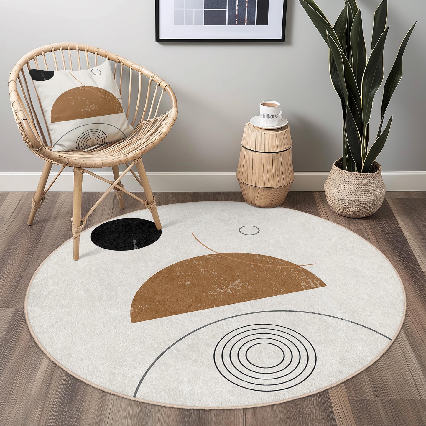 Abstract Circle Design Area Rug, Modern Round Carpet, Minimalist Home Decor, Geometric Pattern Mat, Living Room or Bedroom Rug
